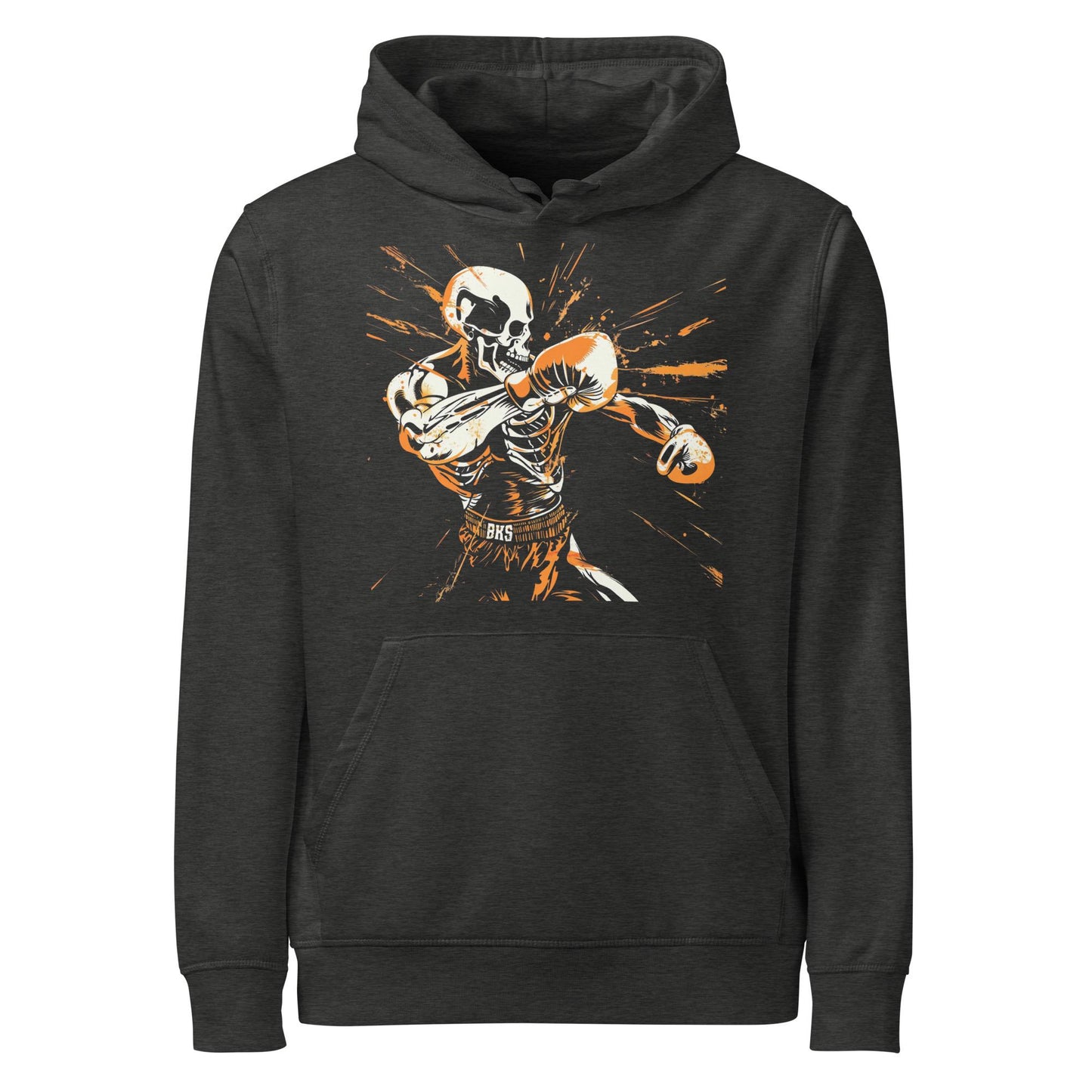 Skeleton Boxer Hoodie – Knockout Punch Skull Boxing Sweatshirt, Spooky Gym Streetwear, Halloween Fighter Gift, Orange & Black Graphic