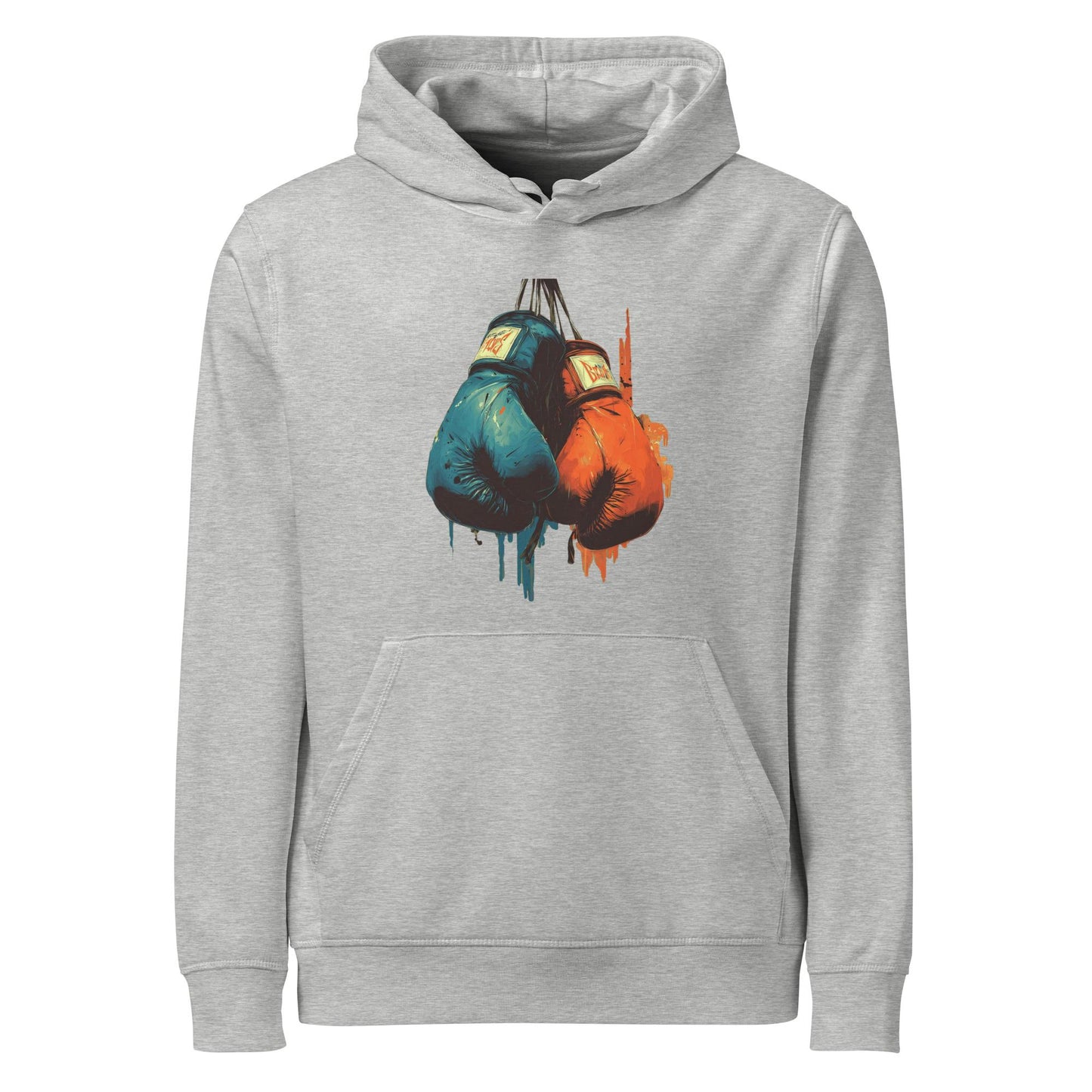 Boxing Gloves Hoodie – Graffiti Style Streetwear | Red vs Blue Fighter Hoodie, Bold Urban Athletic Sweatshirt