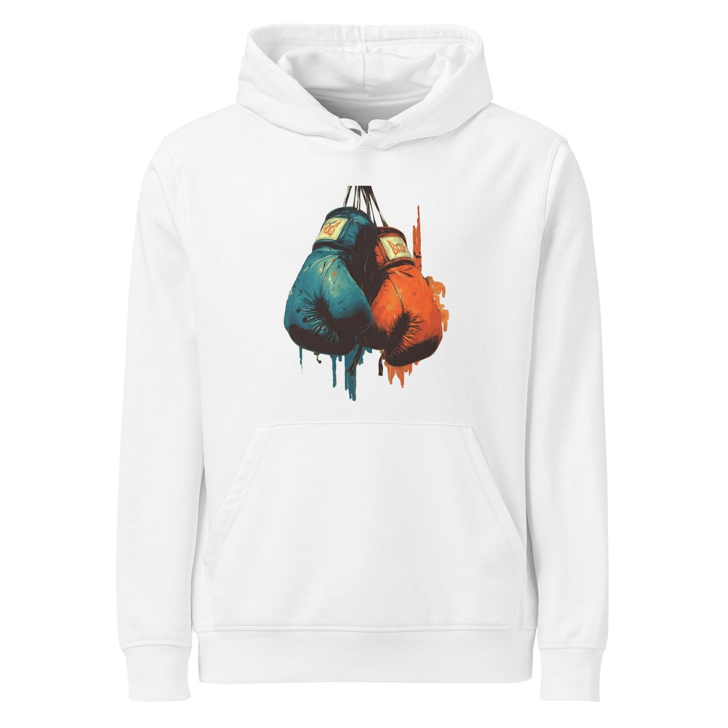 Boxing Gloves Hoodie – Graffiti Style Streetwear | Red vs Blue Fighter Hoodie, Bold Urban Athletic Sweatshirt