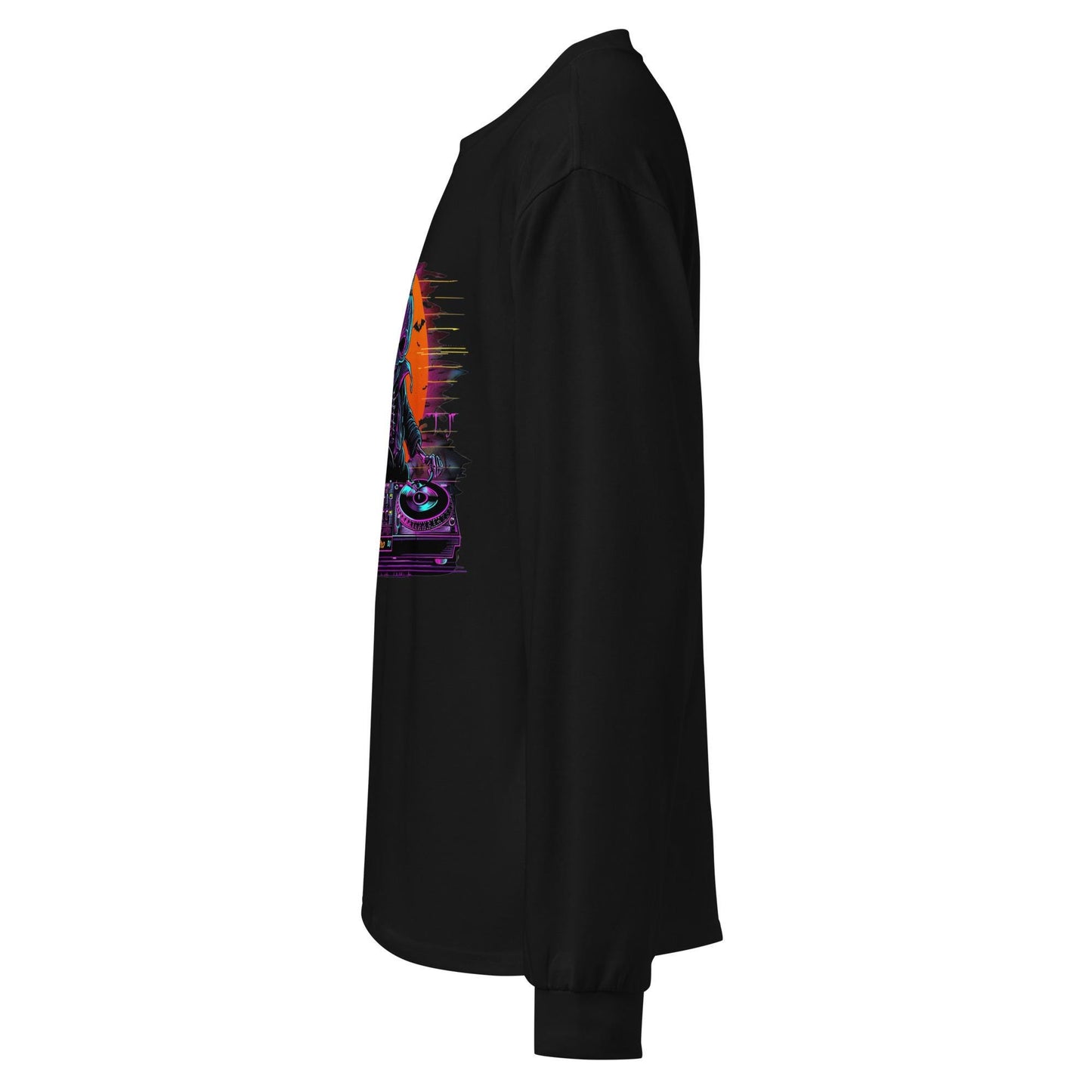 Pumpkin Head Neon Retro DJ - Premium heavyweight long sleeve shirt