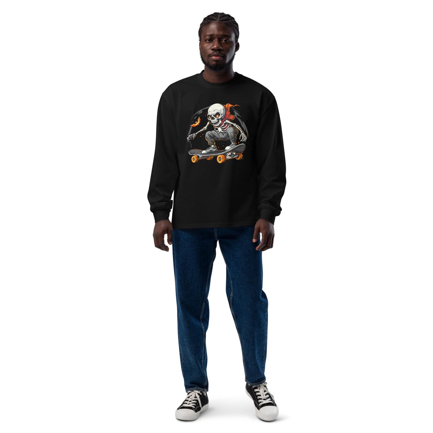 Psycho Skellie Shredder - Halloween Skateboard Premium heavyweight long sleeve shirt