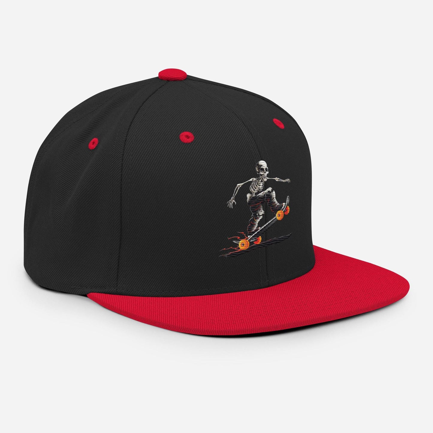 Fiery Skeleton Rider Hat – Skateboarding Graphic Cap