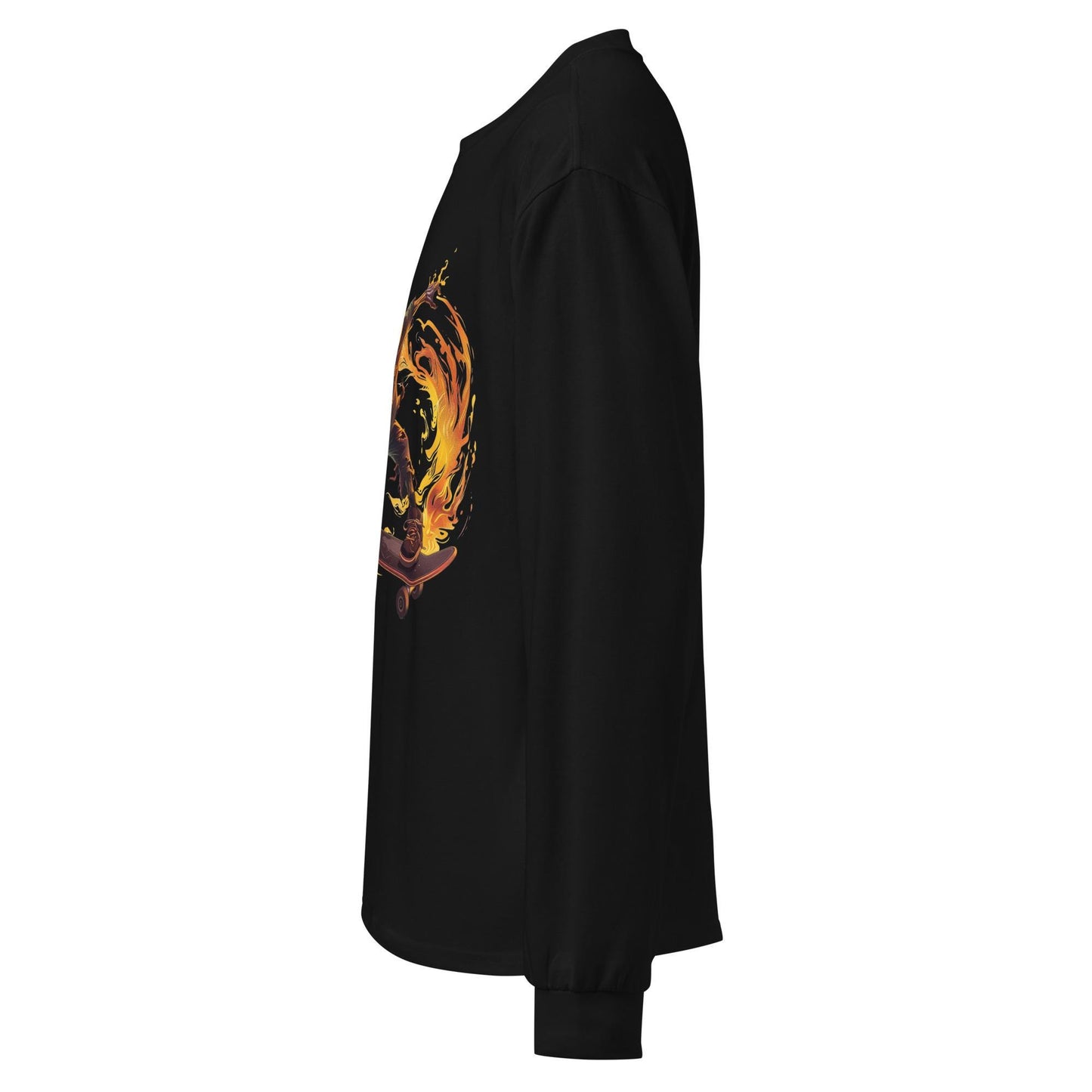 Flaming Pumpkin Head Skater - Premium heavyweight long sleeve shirt