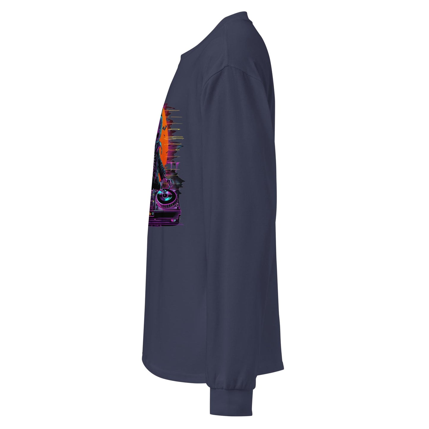 Pumpkin Head Neon Retro DJ - Premium heavyweight long sleeve shirt