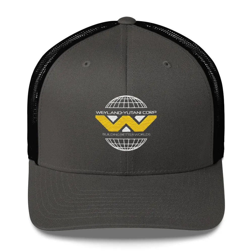Retro Style Weyland-Yutani Corp Alien Trucker Cap – Hat by Yupoong Tags: 80s, aliens, hat, logo, mesh back, movie, retro, six panel, trucker cap, vintage RetroSplendor Apparel