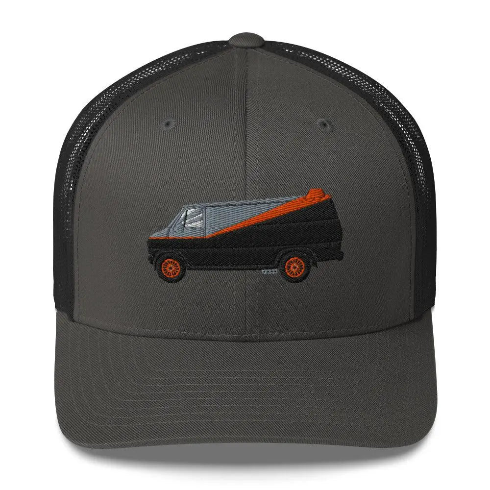 Join the A-Team: Ultimate Trucker Cap Awaits! – Hat by Yupoong Tags: 80s, graphic hat, hat, iconic, mesh back, nostalgia, plastic adjustable closure, six panel cap, trucker cap, tv, unisex, van RetroSplendor Apparel