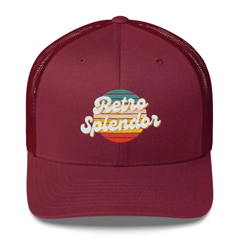 RetroSplendor Logo - Trucker Cap – Hat by Yupoong Tags: 40% polyester, 60% cotton, adjustable closure, Hard buckram front panels, hat, Mesh back, retro, six-panel cap RetroSplendor Apparel