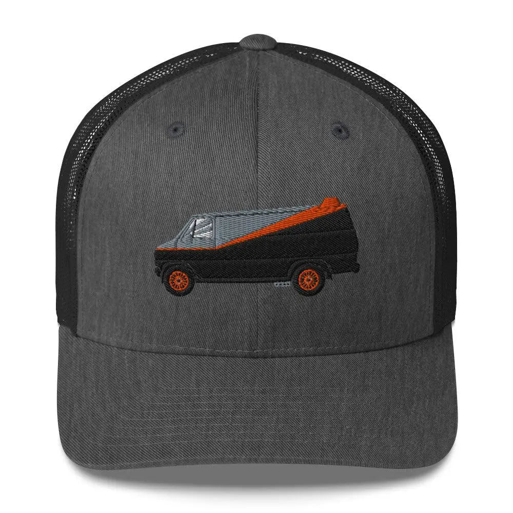 Join the A-Team: Ultimate Trucker Cap Awaits! – Hat by Yupoong Tags: 80s, graphic hat, hat, iconic, mesh back, nostalgia, plastic adjustable closure, six panel cap, trucker cap, tv, unisex, van RetroSplendor Apparel