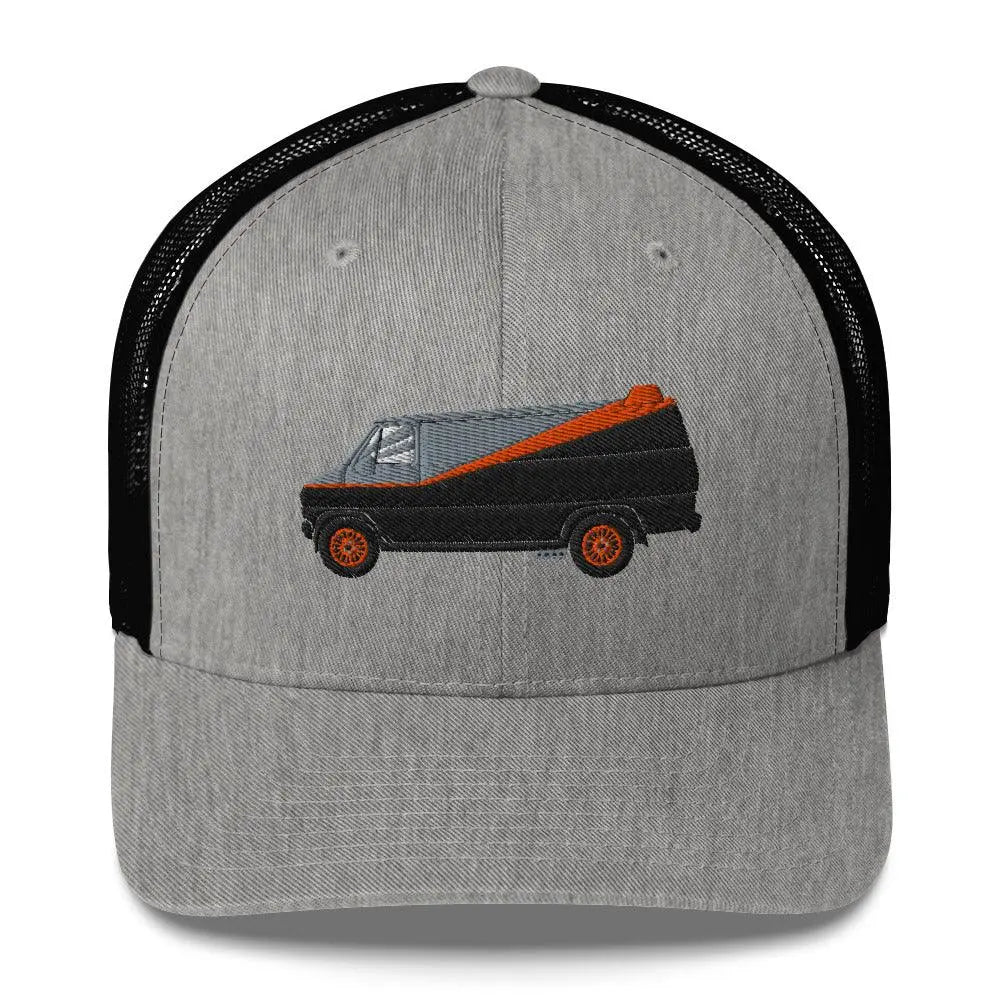 Join the A-Team: Ultimate Trucker Cap Awaits! – Hat by Yupoong Tags: 80s, graphic hat, hat, iconic, mesh back, nostalgia, plastic adjustable closure, six panel cap, trucker cap, tv, unisex, van RetroSplendor Apparel