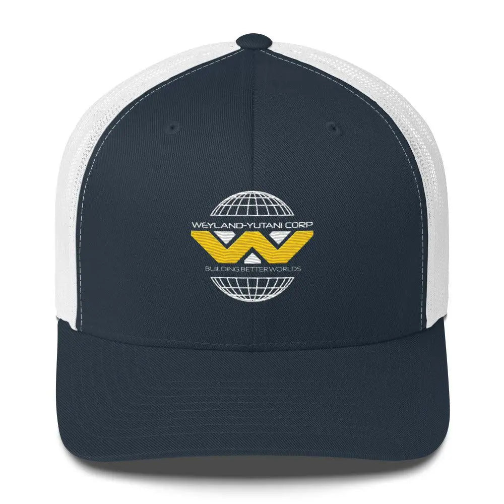 Retro Style Weyland-Yutani Corp Alien Trucker Cap – Hat by Yupoong Tags: 80s, aliens, hat, logo, mesh back, movie, retro, six panel, trucker cap, vintage RetroSplendor Apparel