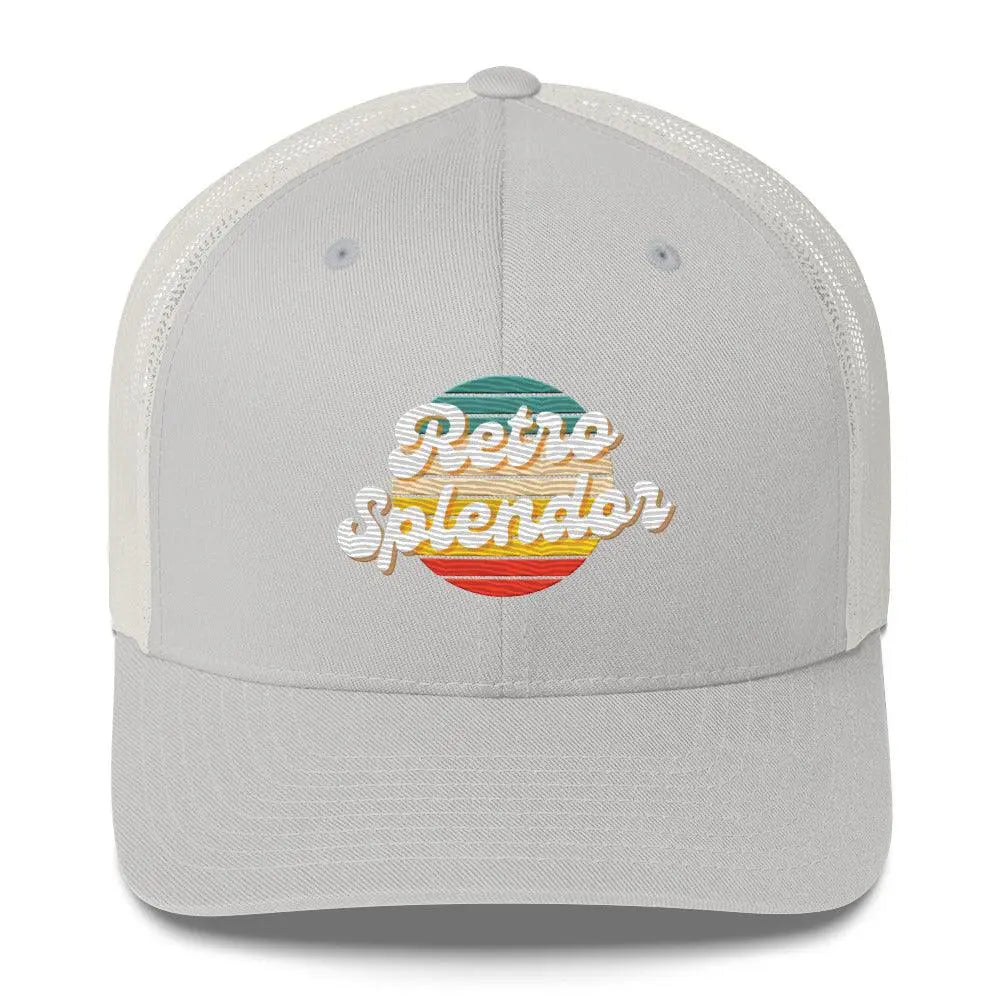 RetroSplendor Logo - Trucker Cap – Hat by Yupoong Tags: 40% polyester, 60% cotton, adjustable closure, Hard buckram front panels, hat, Mesh back, retro, six-panel cap RetroSplendor Apparel