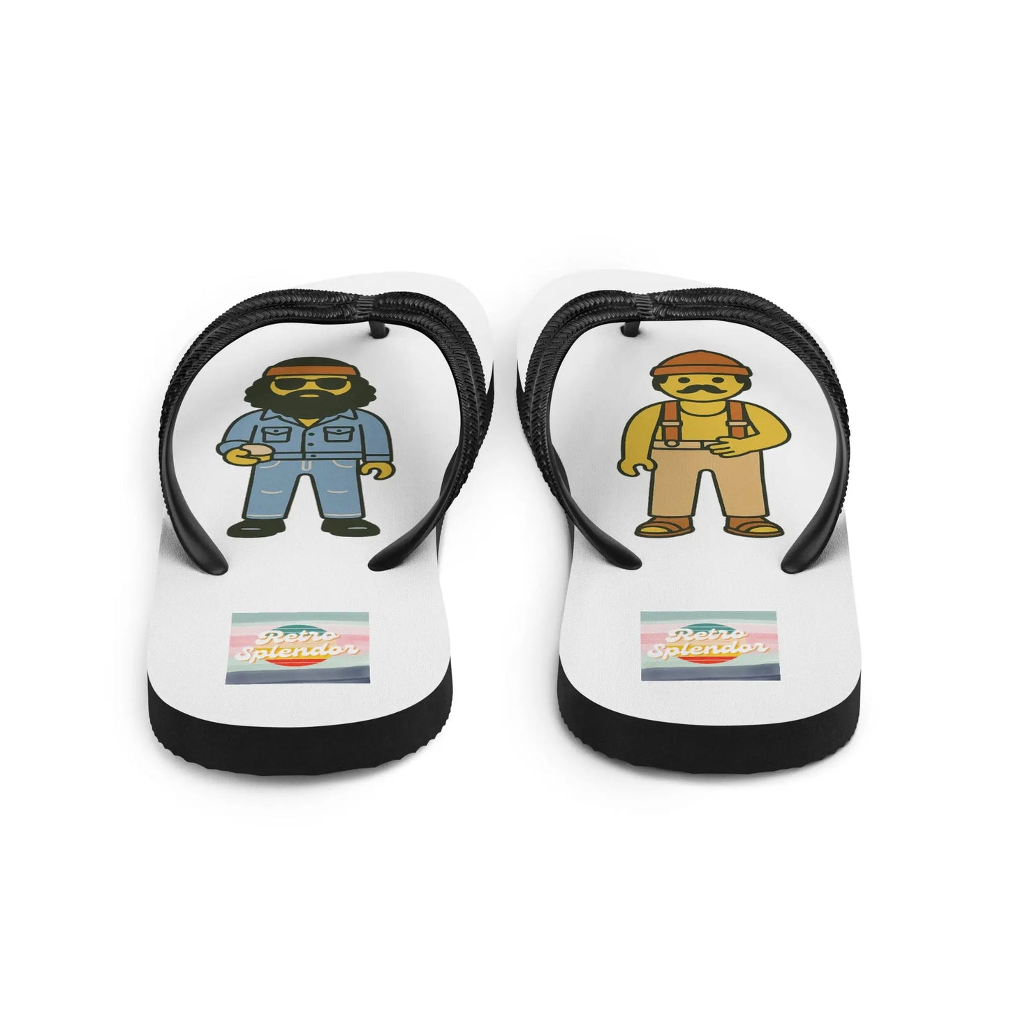 Cheech and Chong - Flip-Flops by Retro Splendor Tags: 70s, cheech and chong, cute, flip flops, movie, original, playschool, Printful, retro, retrosplendor, vintage vibe RetroSplendor Apparel