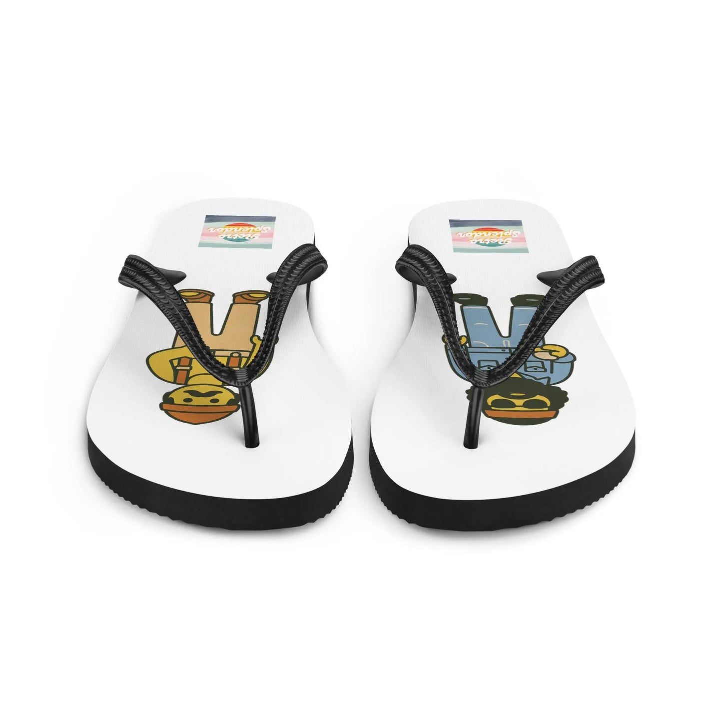 Cheech and Chong - Flip-Flops by Retro Splendor Tags: 70s, cheech and chong, cute, flip flops, movie, original, playschool, Printful, retro, retrosplendor, vintage vibe RetroSplendor Apparel