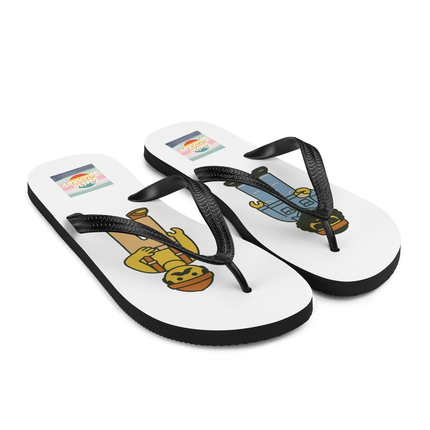 Cheech and Chong - Flip-Flops by Retro Splendor Tags: 70s, cheech and chong, cute, flip flops, movie, original, playschool, Printful, retro, retrosplendor, vintage vibe RetroSplendor Apparel