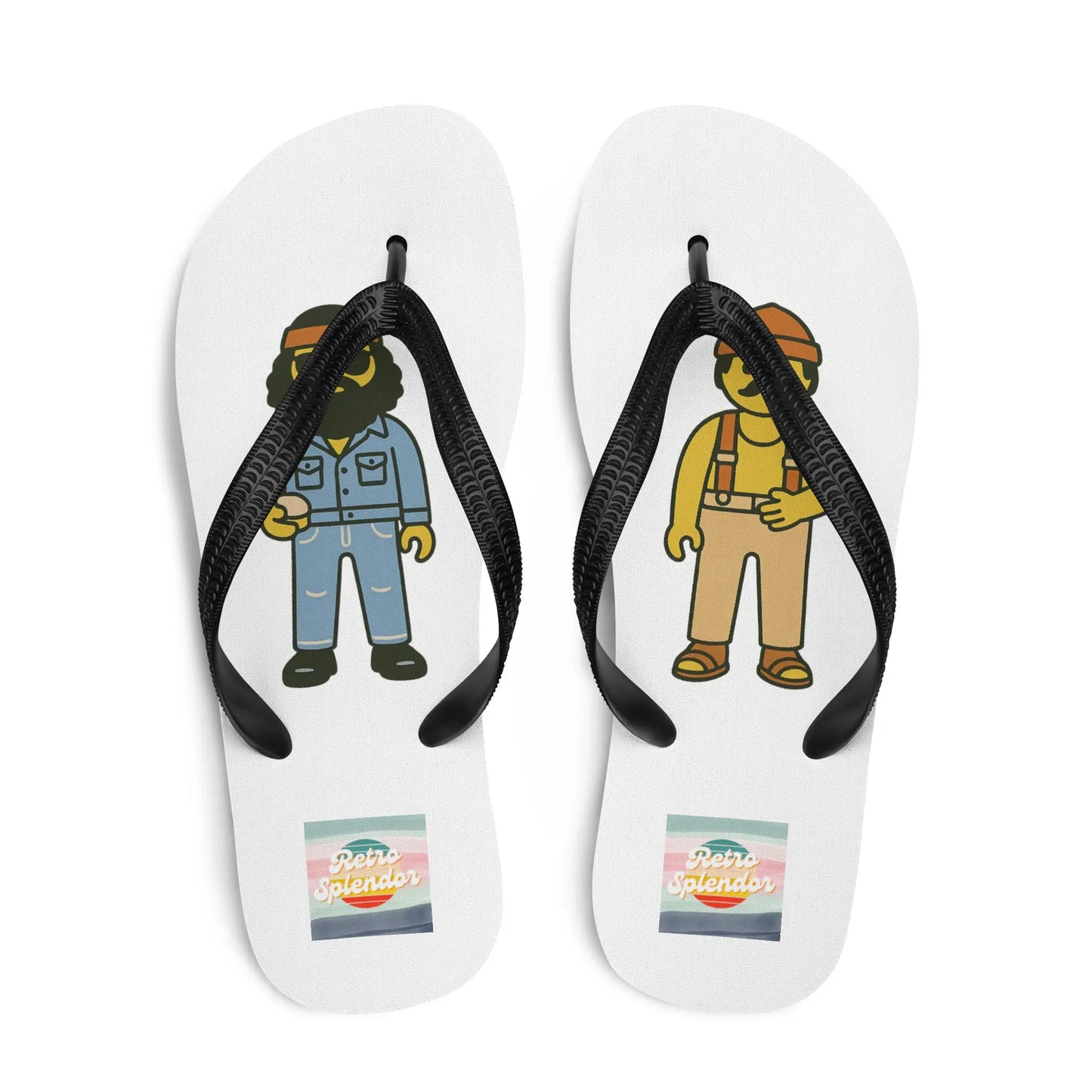 Cheech and Chong - Flip-Flops by Retro Splendor Tags: 70s, cheech and chong, cute, flip flops, movie, original, playschool, Printful, retro, retrosplendor, vintage vibe RetroSplendor Apparel