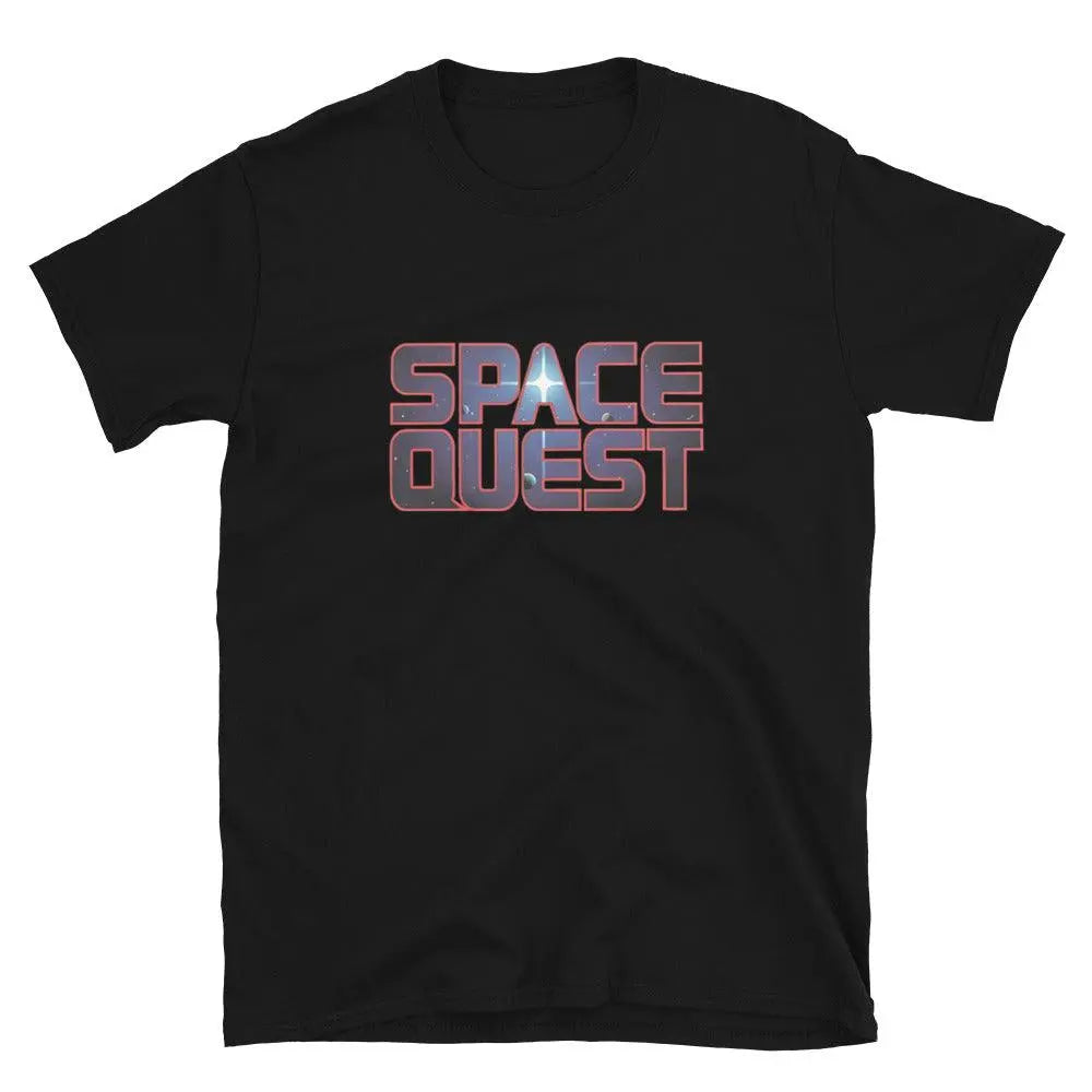 Space Quest Short-Sleeve Tee: Adventure Awaits! – Shirt by Retro Splendor Tags: 80s, gaming, gift, nostalgia, pc gaming, retro, shirt, space, space quest, unisex RetroSplendor Apparel