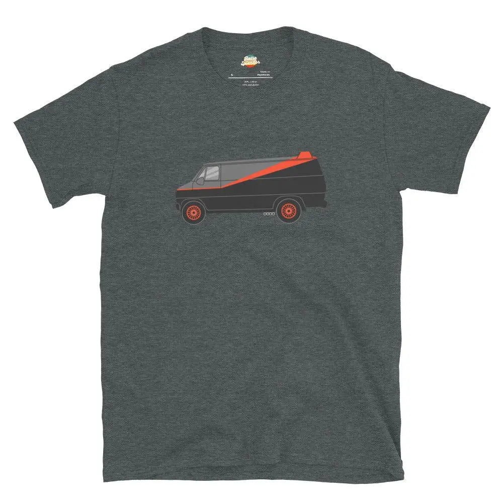 The A-Team: Ultimate Trucker Graphic Tee – Shirt by Stanley/Stella Tags: 100% cotton, 80s, a-team van, graphic tee, iconic, nostalgia, polyester blend for some colors, television, tv, van RetroSplendor Apparel