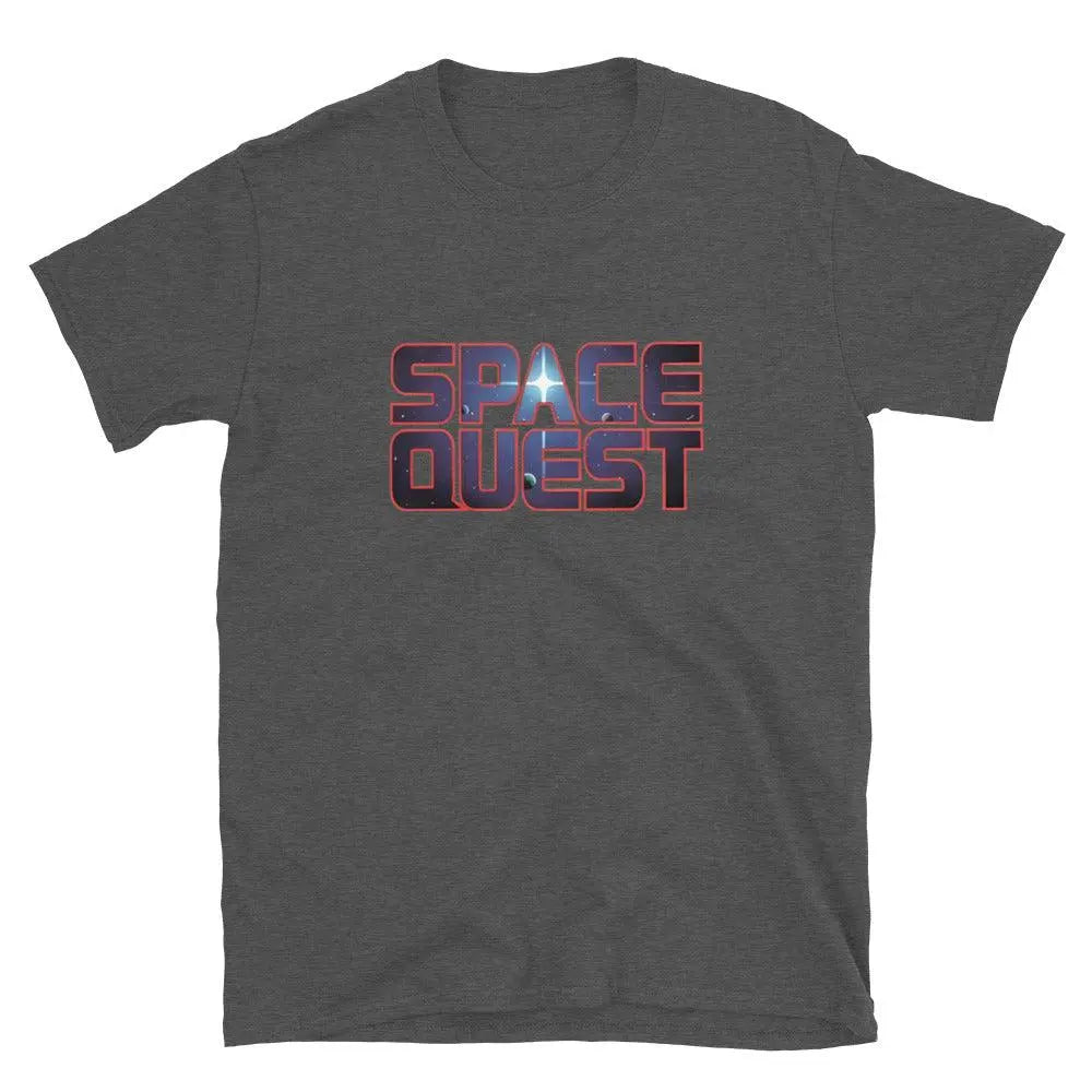 Space Quest Short-Sleeve Tee: Adventure Awaits! – Shirt by Retro Splendor Tags: 80s, gaming, gift, nostalgia, pc gaming, retro, shirt, space, space quest, unisex RetroSplendor Apparel