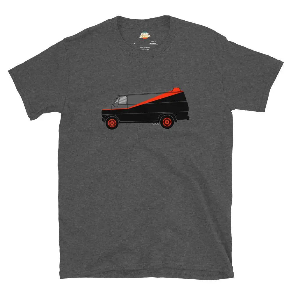 The A-Team: Ultimate Trucker Graphic Tee – Shirt by Stanley/Stella Tags: 100% cotton, 80s, a-team van, graphic tee, iconic, nostalgia, polyester blend for some colors, television, tv, van RetroSplendor Apparel