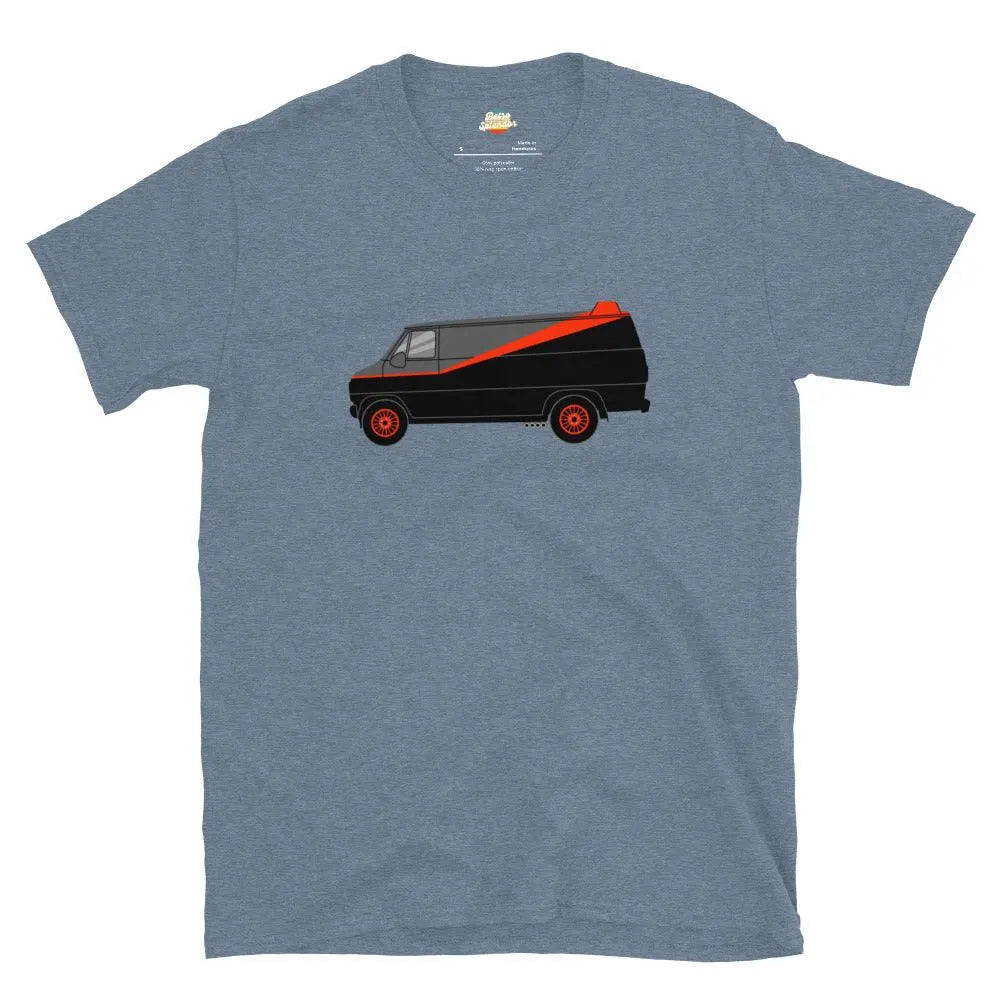 The A-Team: Ultimate Trucker Graphic Tee – Shirt by Stanley/Stella Tags: 100% cotton, 80s, a-team van, graphic tee, iconic, nostalgia, polyester blend for some colors, television, tv, van RetroSplendor Apparel