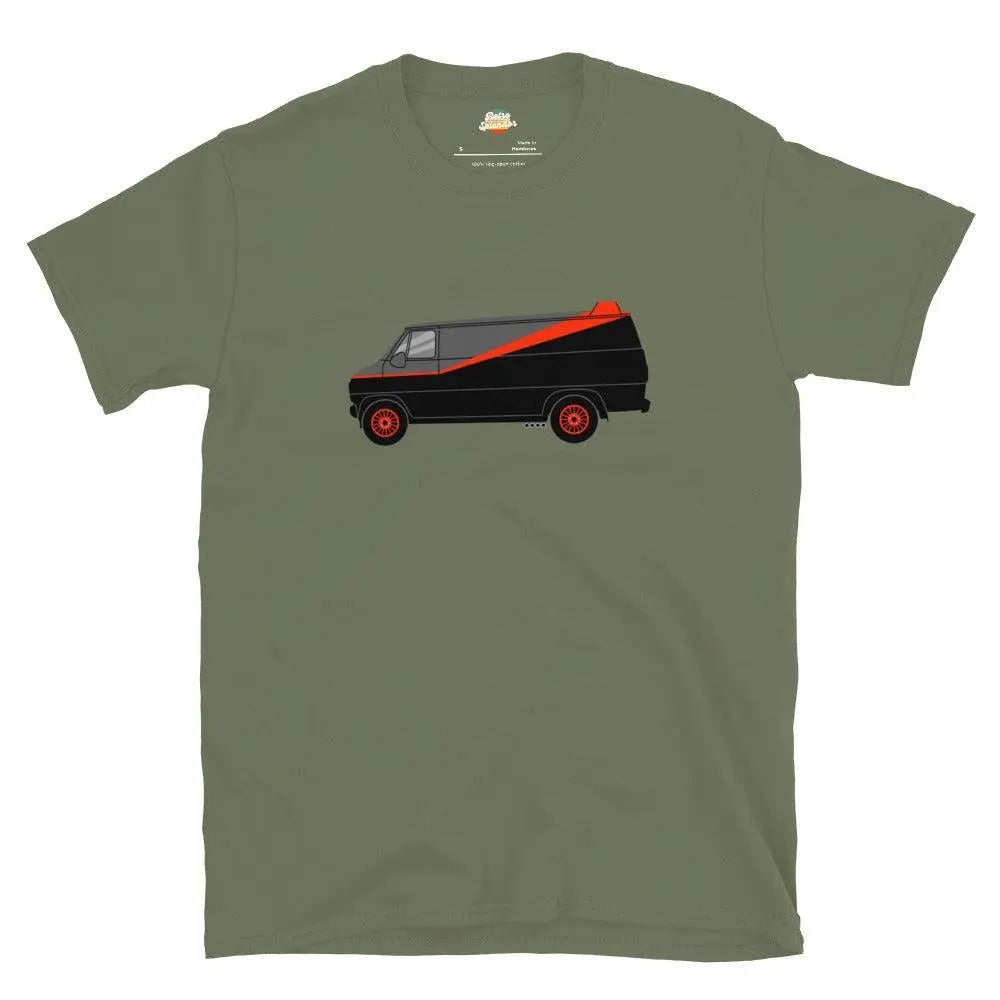 The A-Team: Ultimate Trucker Graphic Tee – Shirt by Stanley/Stella Tags: 100% cotton, 80s, a-team van, graphic tee, iconic, nostalgia, polyester blend for some colors, television, tv, van RetroSplendor Apparel