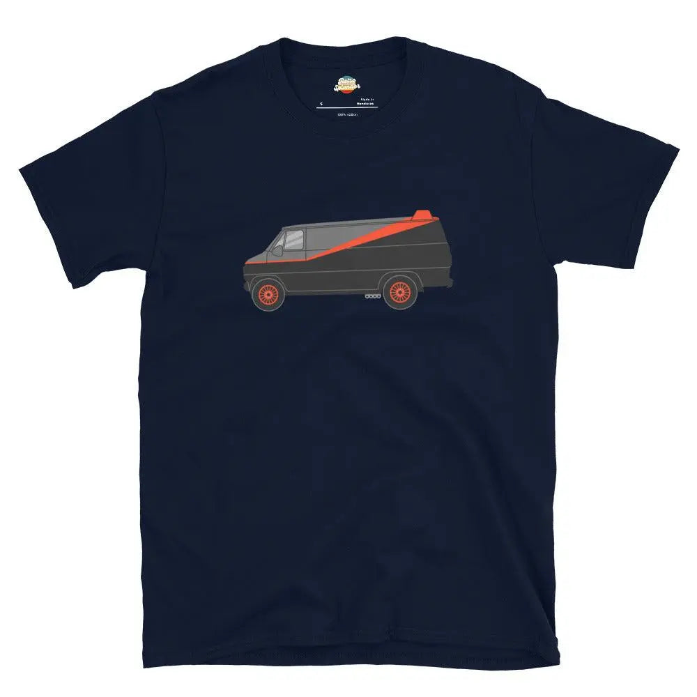The A-Team: Ultimate Trucker Graphic Tee – Shirt by Stanley/Stella Tags: 100% cotton, 80s, a-team van, graphic tee, iconic, nostalgia, polyester blend for some colors, television, tv, van RetroSplendor Apparel