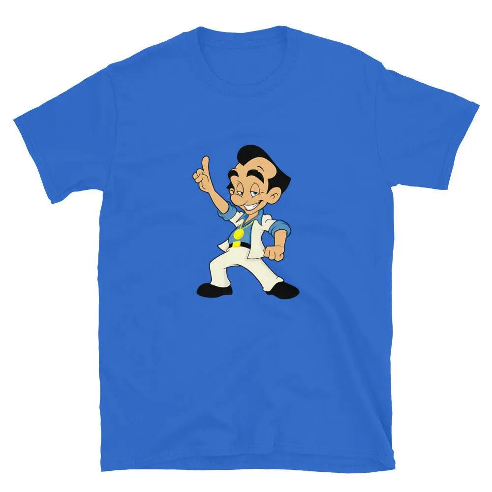 Suit Up for Fun: Leisure Suit Larry Short Sleeve! – Shirt by Retro Splendor Tags: 80s, adult, cotton, gaming, gift, larry, leisure suit, nostalgia, pc, retro, tee RetroSplendor Apparel