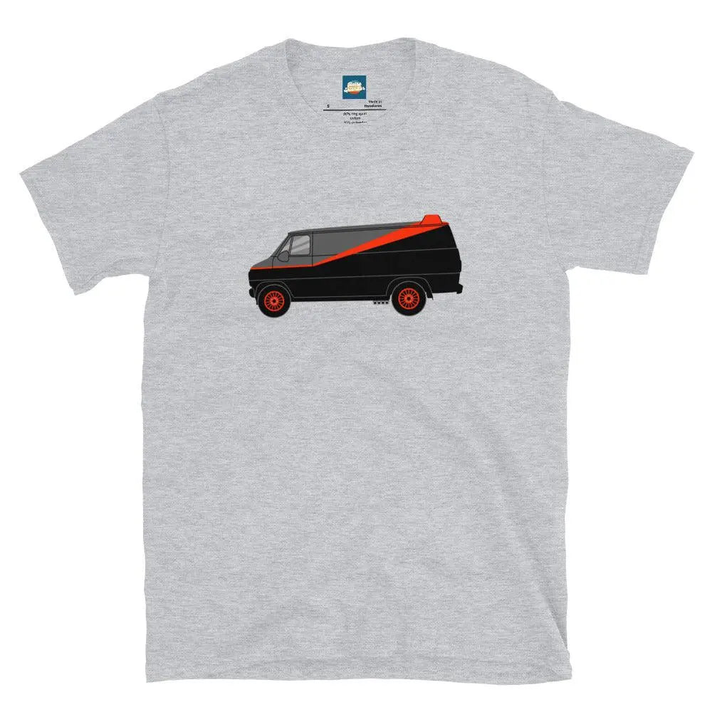 The A-Team: Ultimate Trucker Graphic Tee – Shirt by Stanley/Stella Tags: 100% cotton, 80s, a-team van, graphic tee, iconic, nostalgia, polyester blend for some colors, television, tv, van RetroSplendor Apparel