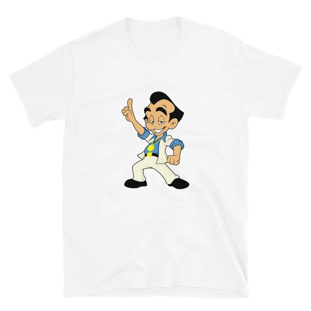 Suit Up for Fun: Leisure Suit Larry Short Sleeve! – Shirt by Retro Splendor Tags: 80s, adult, cotton, gaming, gift, larry, leisure suit, nostalgia, pc, retro, tee RetroSplendor Apparel