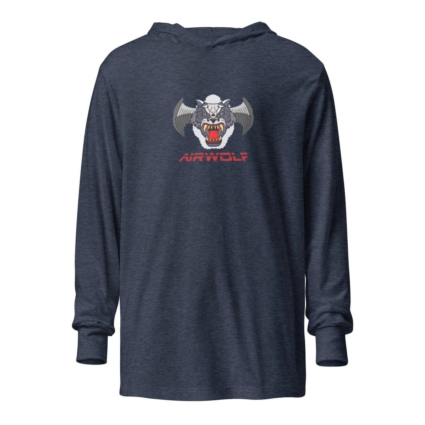 Retro-Style Airwolf Hooded Long-Sleeve Tee in 100% Airlume Combed Cotton – Shirt by Bella + Canvas Tags: 80s, airwolf, cotton, hooded, hoodie, long sleeve, tee, television, tv RetroSplendor Apparel