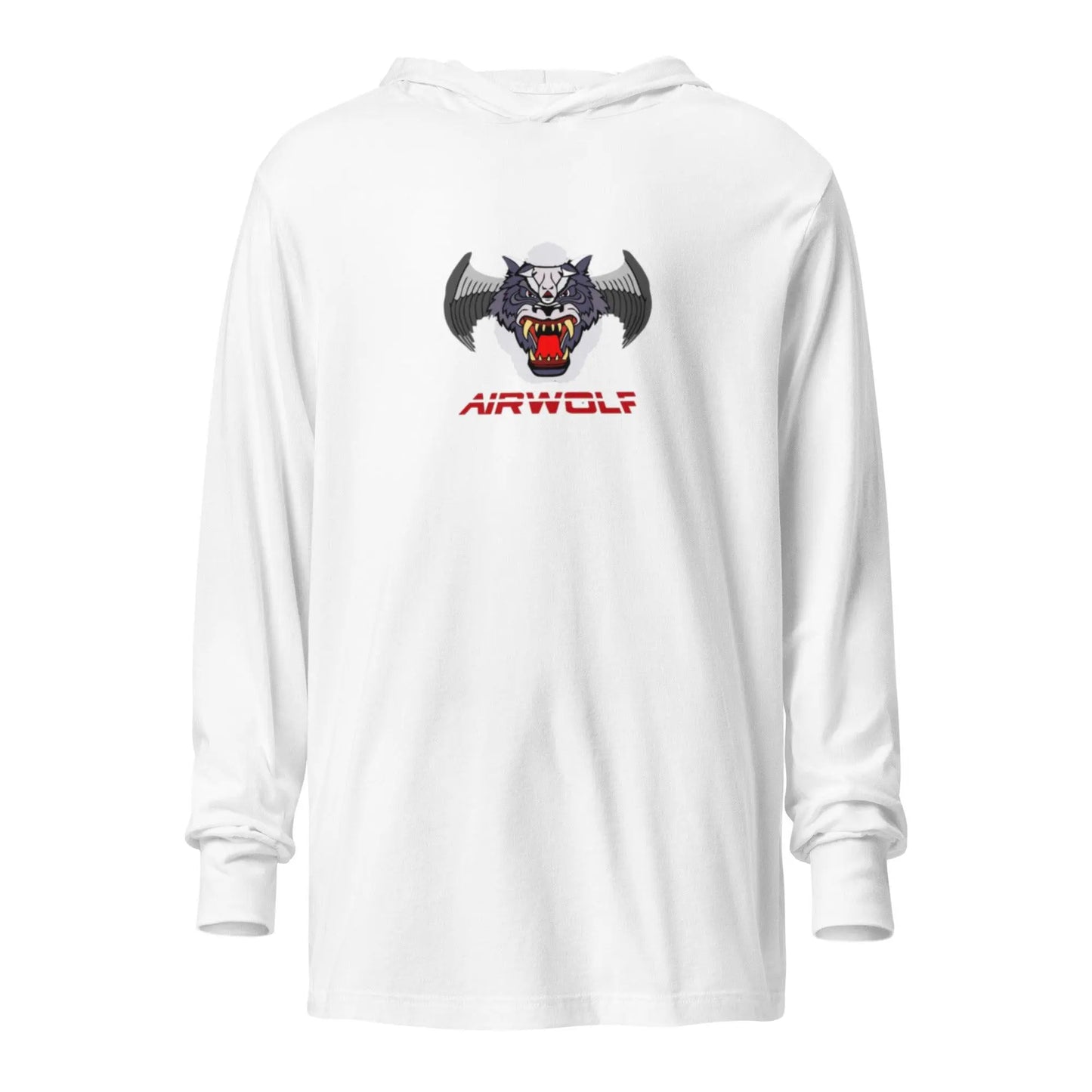 Retro-Style Airwolf Hooded Long-Sleeve Tee in 100% Airlume Combed Cotton – Shirt by Bella + Canvas Tags: 80s, airwolf, cotton, hooded, hoodie, long sleeve, tee, television, tv RetroSplendor Apparel