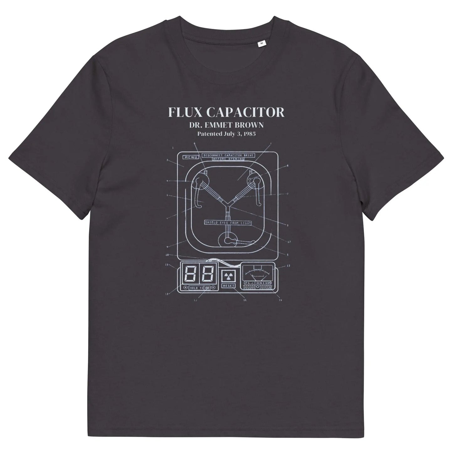 Flux Capacitor Patent - organic cotton t-shirt – Shirt by Stanley/Stella Tags: 100% organic cotton, 80s, doc brown, graphic tee, movie, retro, t-shirt, vintage RetroSplendor Apparel