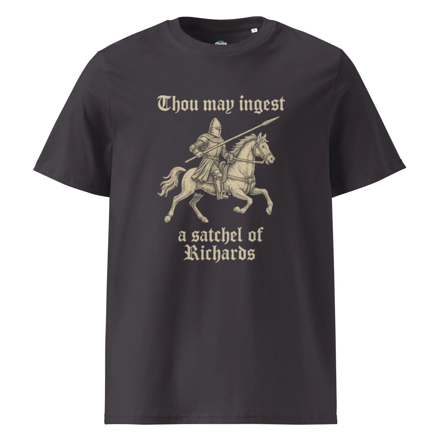 Satchel of Richards - organic cotton t-shirt by Stanley/Stella Tags: 100% Organic Cotton, funny, graphic, graphic tee, knight, medieval, original, retro, vintage, vintage vibe RetroSplendor Apparel