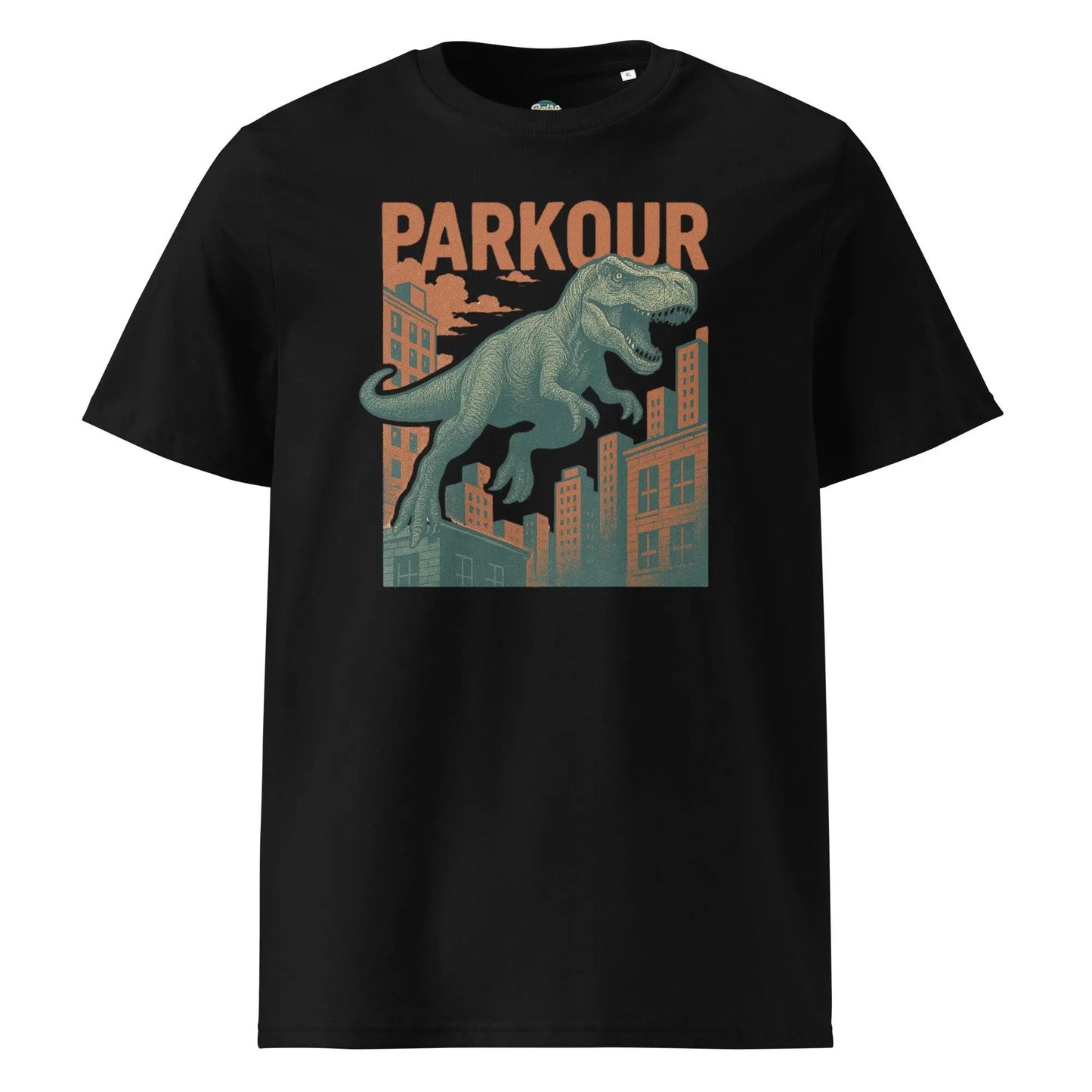 Jurassic Parkour - organic cotton t-shirt by Stanley/Stella Tags: 100% Organic Cotton, dinosaur, funny, graphic, graphic tee, jurassic park, original, retro, shirt, vintage, vintage vibe RetroSplendor Apparel