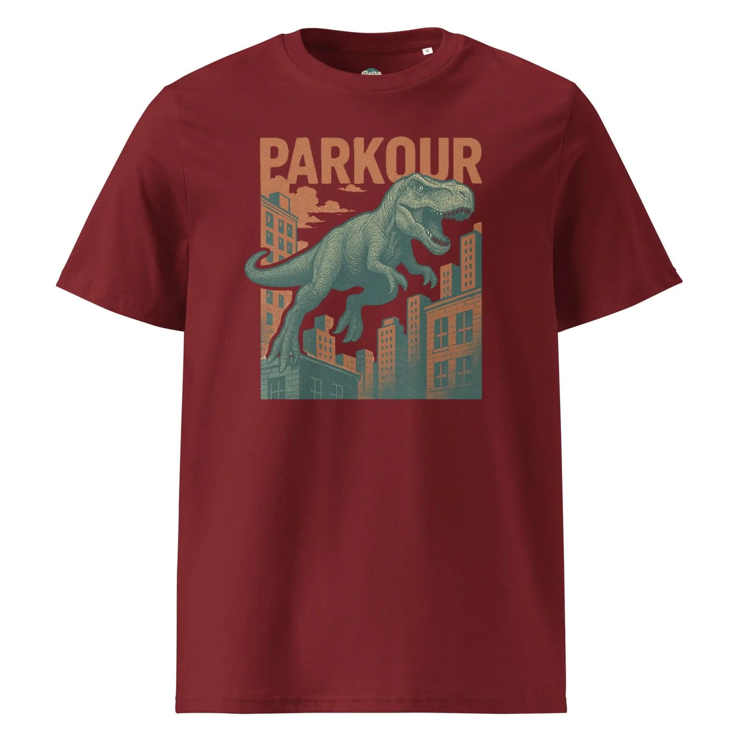 Jurassic Parkour - organic cotton t-shirt by Stanley/Stella Tags: 100% Organic Cotton, dinosaur, funny, graphic, graphic tee, jurassic park, original, retro, shirt, vintage, vintage vibe RetroSplendor Apparel