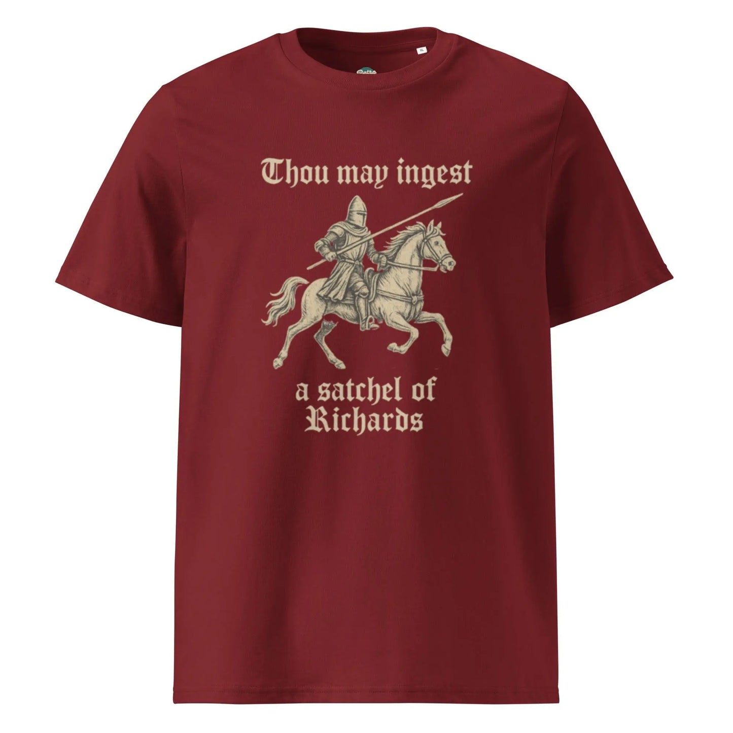 Satchel of Richards - organic cotton t-shirt by Stanley/Stella Tags: 100% Organic Cotton, funny, graphic, graphic tee, knight, medieval, original, retro, vintage, vintage vibe RetroSplendor Apparel