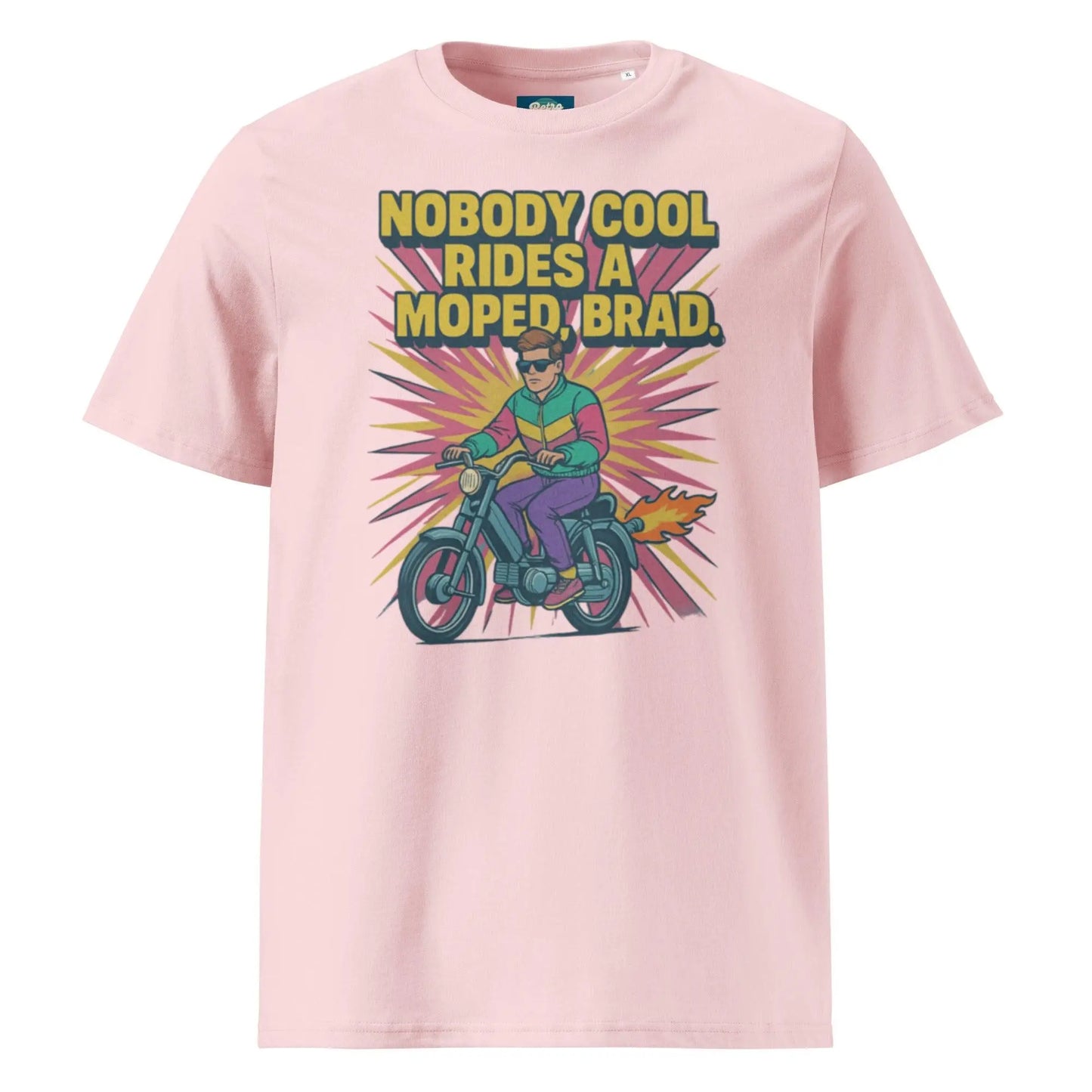 Nobody Cool Rides a Moped Brad - organic cotton t-shirt by Stanley/Stella Tags: 80s, afterschool special, art, graphic tee, moped, original, retro, retrosplendor, splendor, unisex, vintage RetroSplendor Apparel
