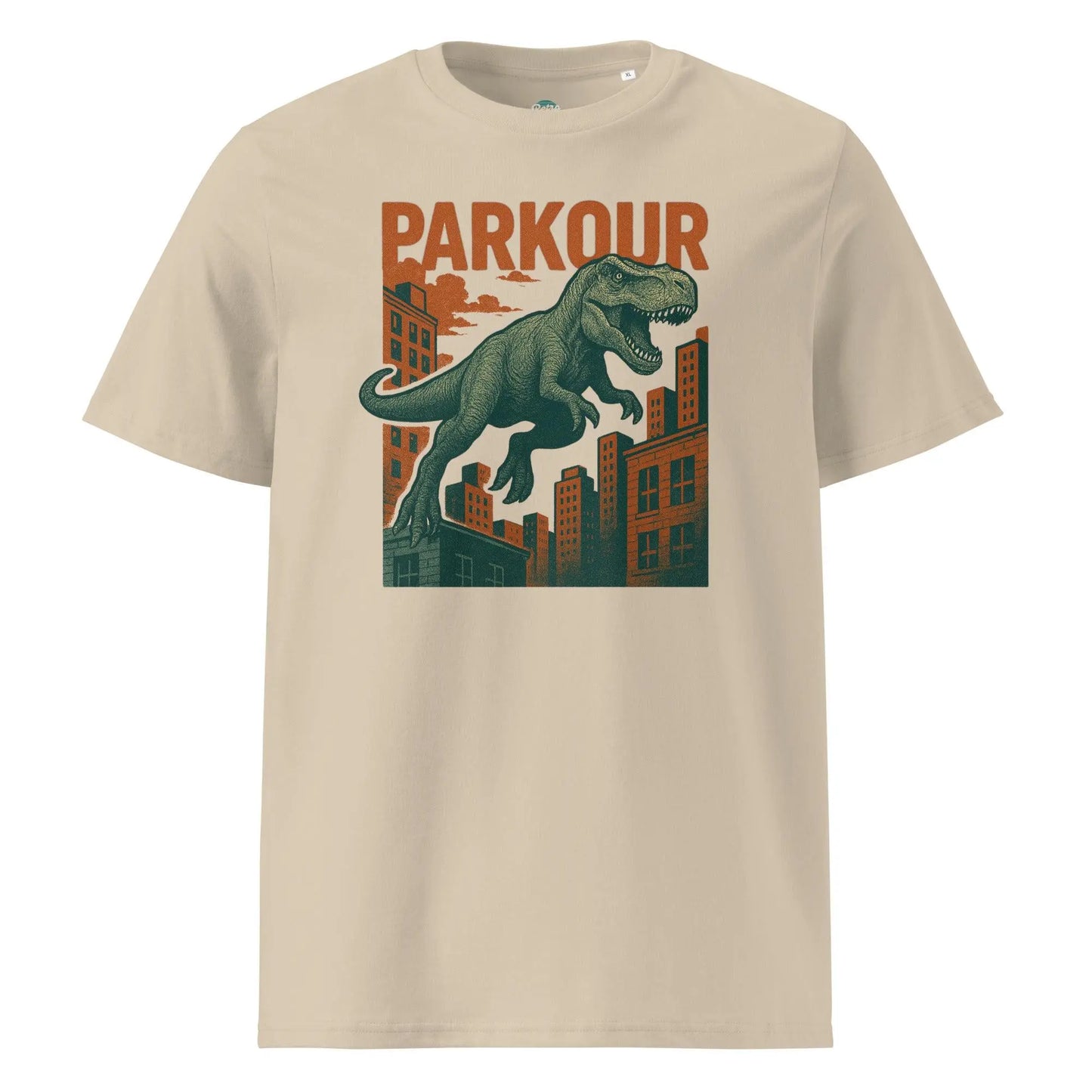 Jurassic Parkour - organic cotton t-shirt by Stanley/Stella Tags: 100% Organic Cotton, dinosaur, funny, graphic, graphic tee, jurassic park, original, retro, shirt, vintage, vintage vibe RetroSplendor Apparel