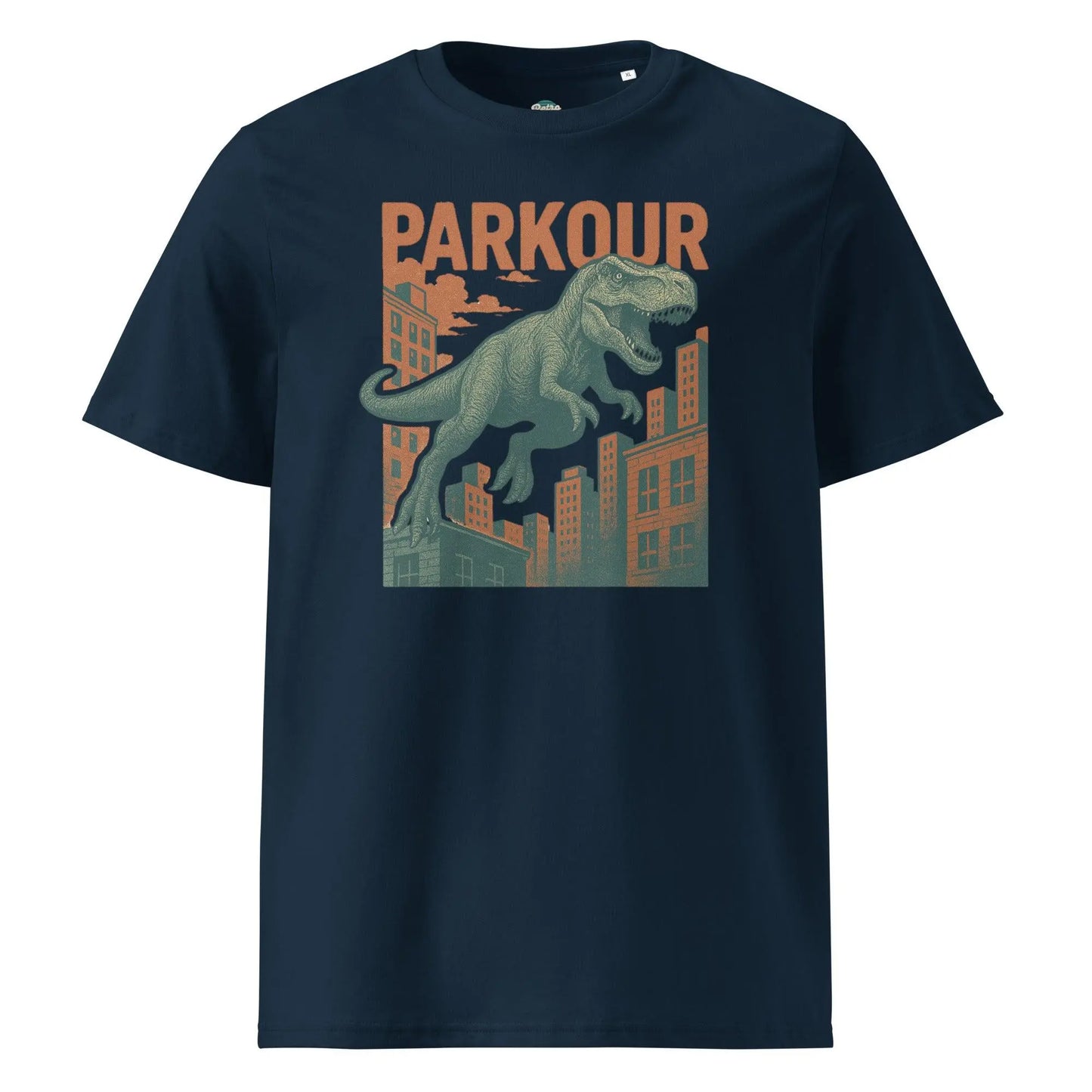 Jurassic Parkour - organic cotton t-shirt by Stanley/Stella Tags: 100% Organic Cotton, dinosaur, funny, graphic, graphic tee, jurassic park, original, retro, shirt, vintage, vintage vibe RetroSplendor Apparel
