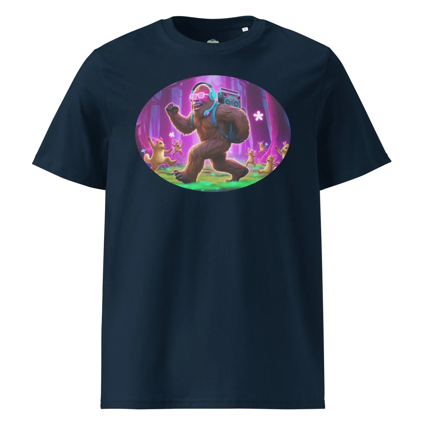 Neon Sasquatch - organic cotton t-shirt by Stanley/Stella Tags: 80s, 90s, art, dj, graphic tee, neon, original, retro, retrosplendor, sasquatch, splendor, unisex, vintage RetroSplendor Apparel