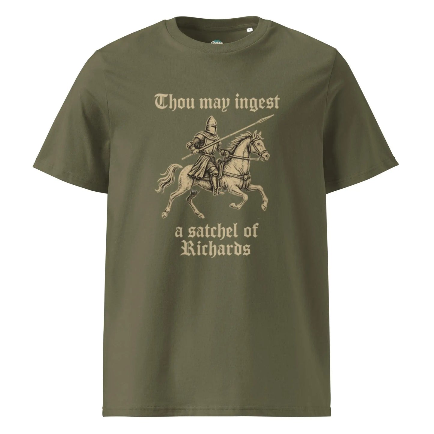 Satchel of Richards - organic cotton t-shirt by Stanley/Stella Tags: 100% Organic Cotton, funny, graphic, graphic tee, knight, medieval, original, retro, vintage, vintage vibe RetroSplendor Apparel