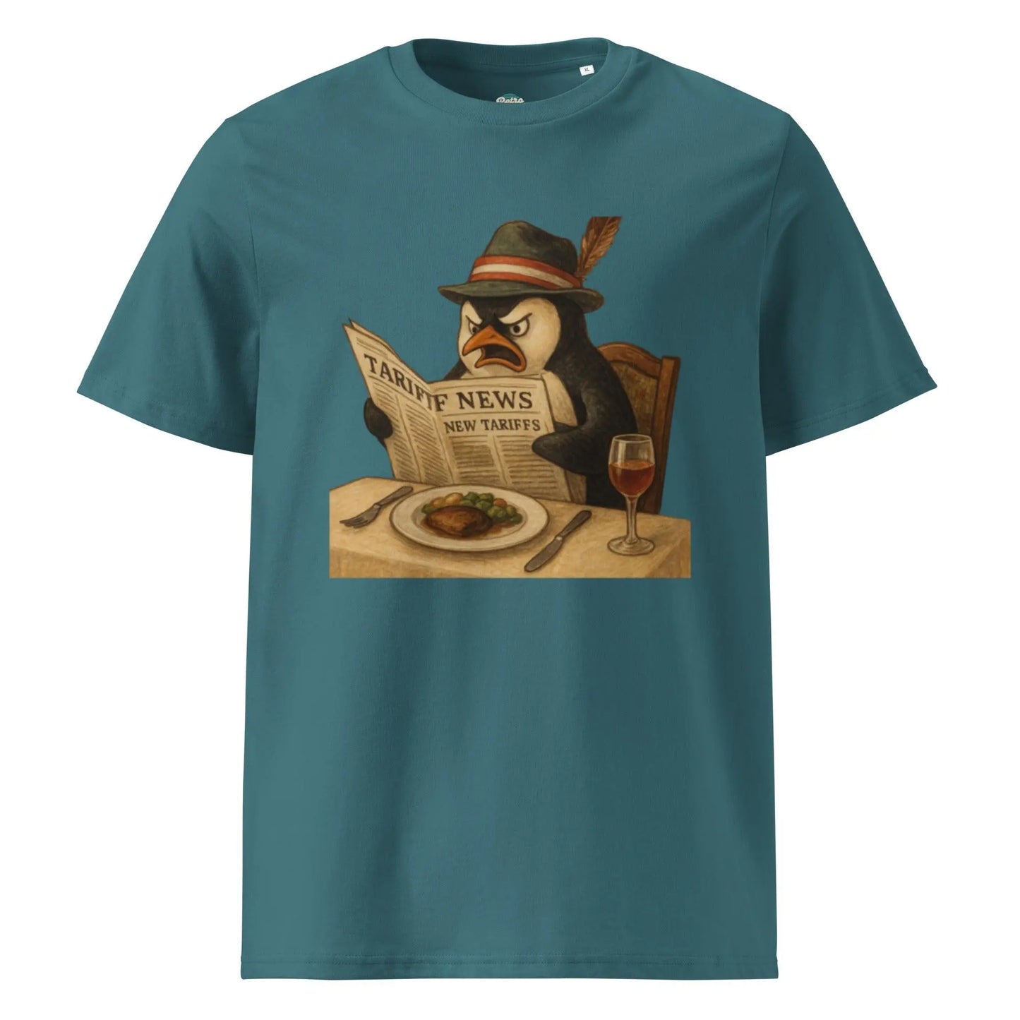 Penguin Tariffs - organic cotton t-shirt by Stanley/Stella Tags: 100% Organic Cotton, graphic, graphic tee, original, penguin, political, retro, tariffs, vintage, vintage vibe RetroSplendor Apparel
