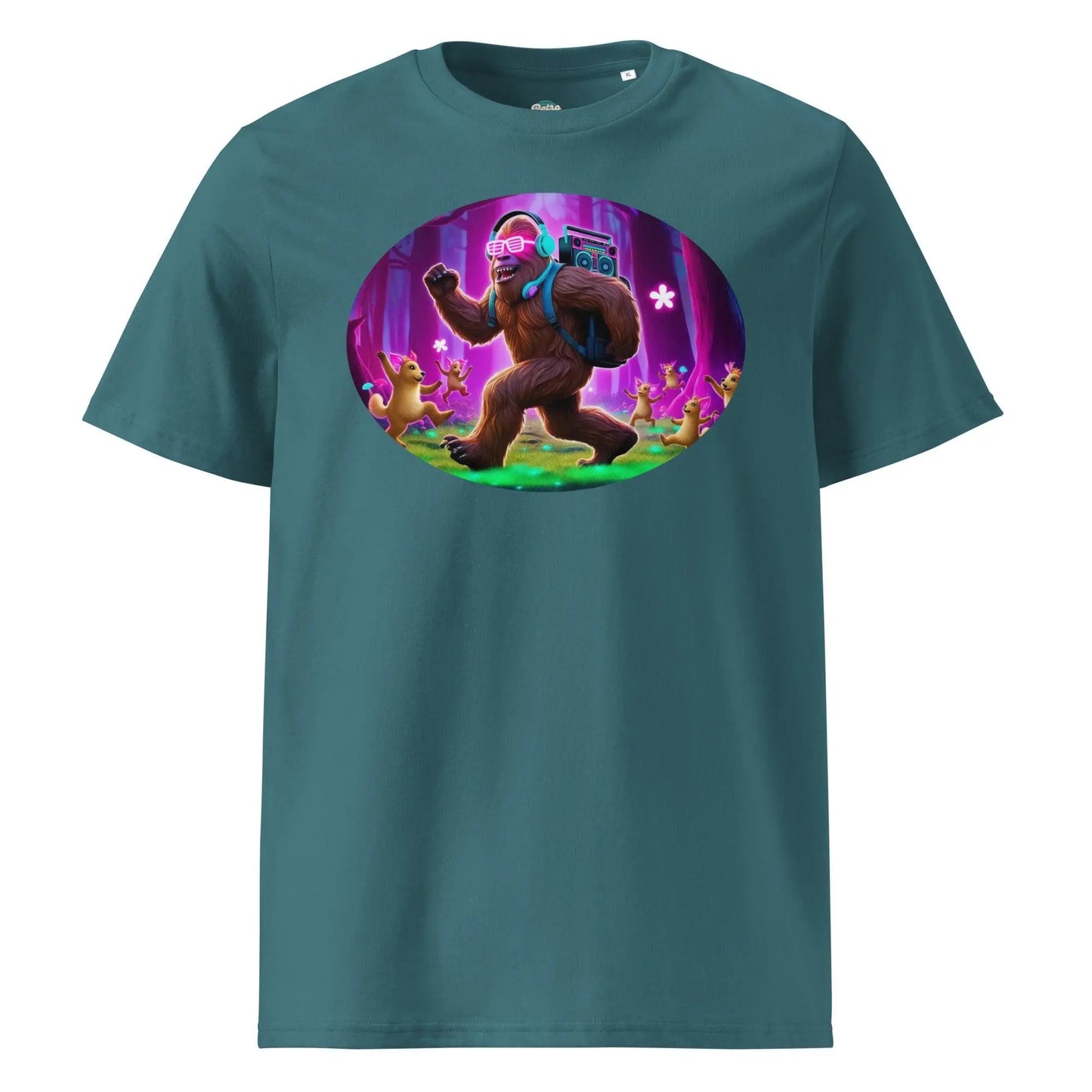 Neon Sasquatch - organic cotton t-shirt by Stanley/Stella Tags: 80s, 90s, art, dj, graphic tee, neon, original, retro, retrosplendor, sasquatch, splendor, unisex, vintage RetroSplendor Apparel