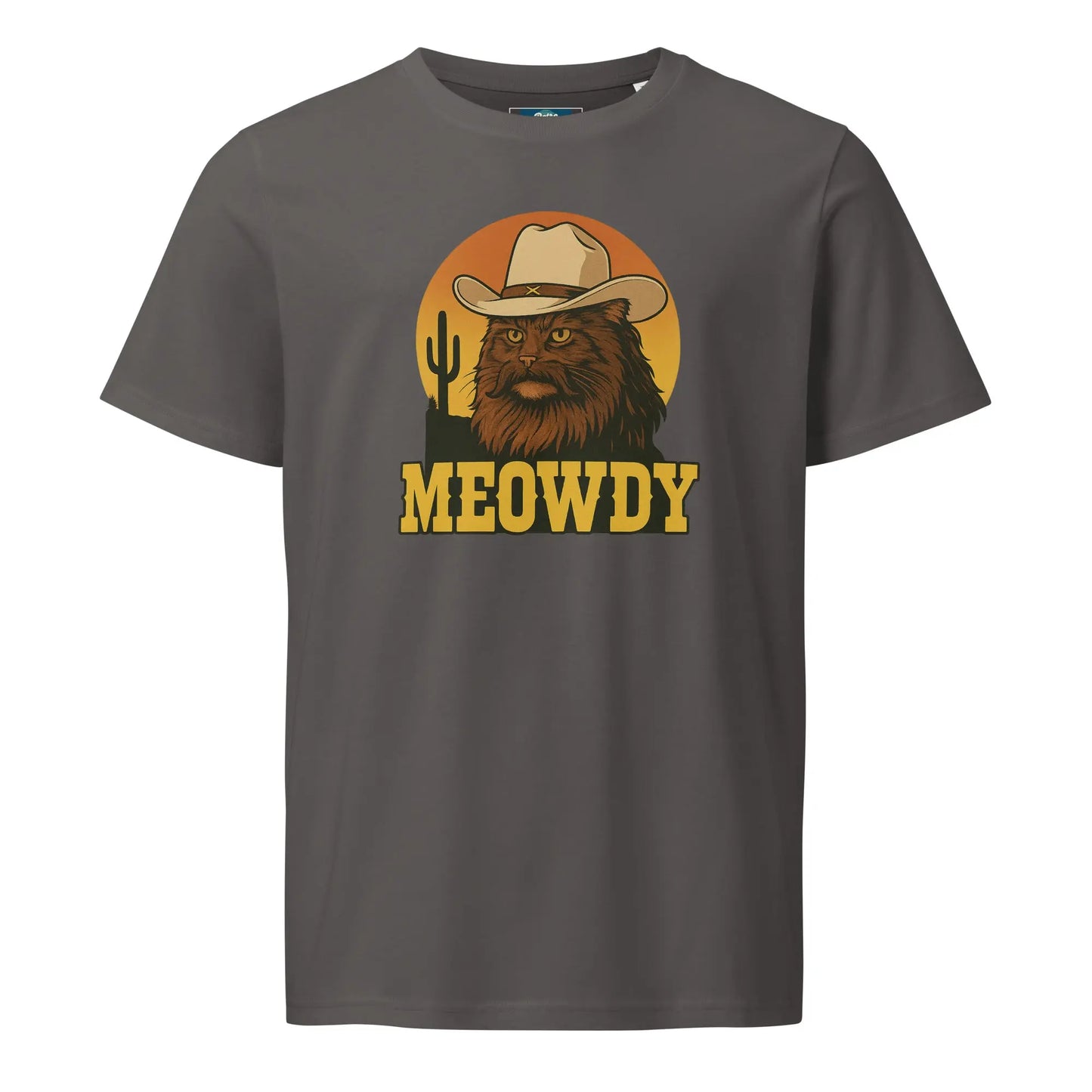 Meowdy - women's organic mid-light t-shirt by Stanley/Stella Tags: cat, cowboy, funny, meowdy, organic cotton, original, Printful, retro, retrosplendor, t-shirt, vintage vibe RetroSplendor Apparel