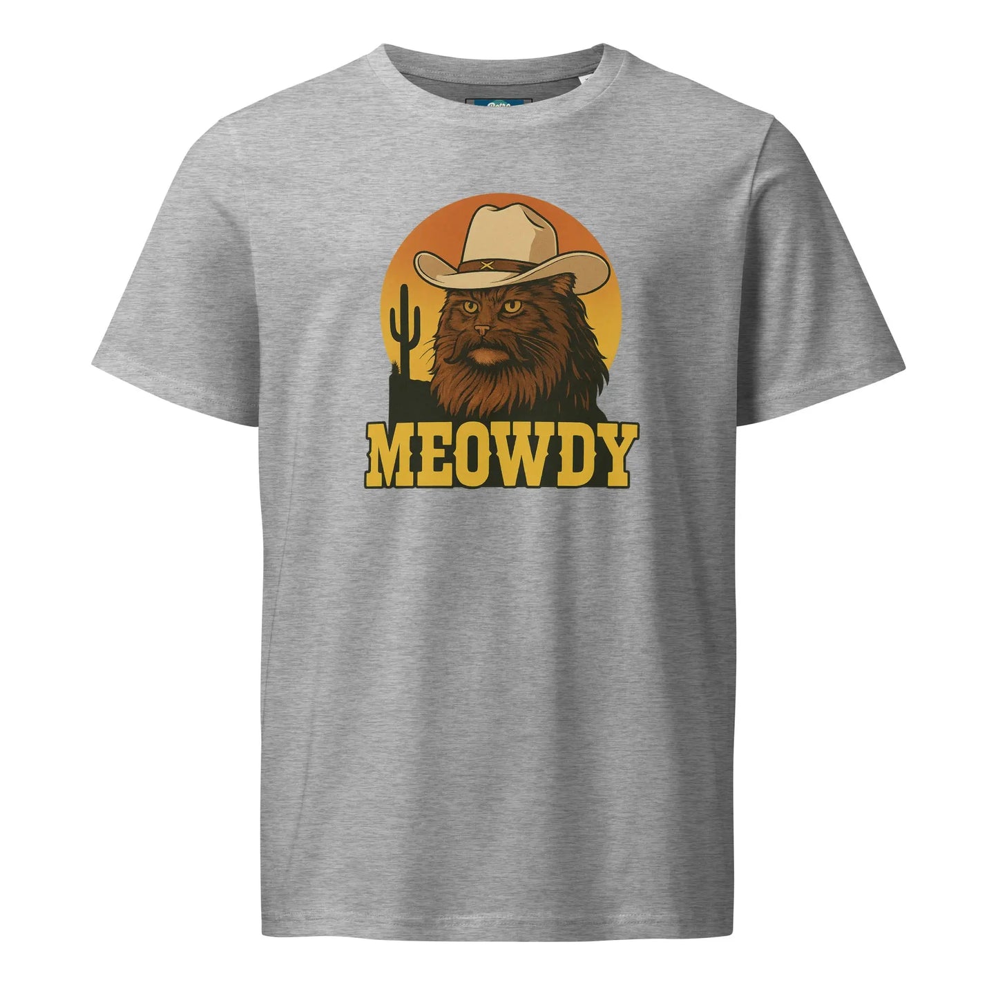 Meowdy - women's organic mid-light t-shirt by Stanley/Stella Tags: cat, cowboy, funny, meowdy, organic cotton, original, Printful, retro, retrosplendor, t-shirt, vintage vibe RetroSplendor Apparel