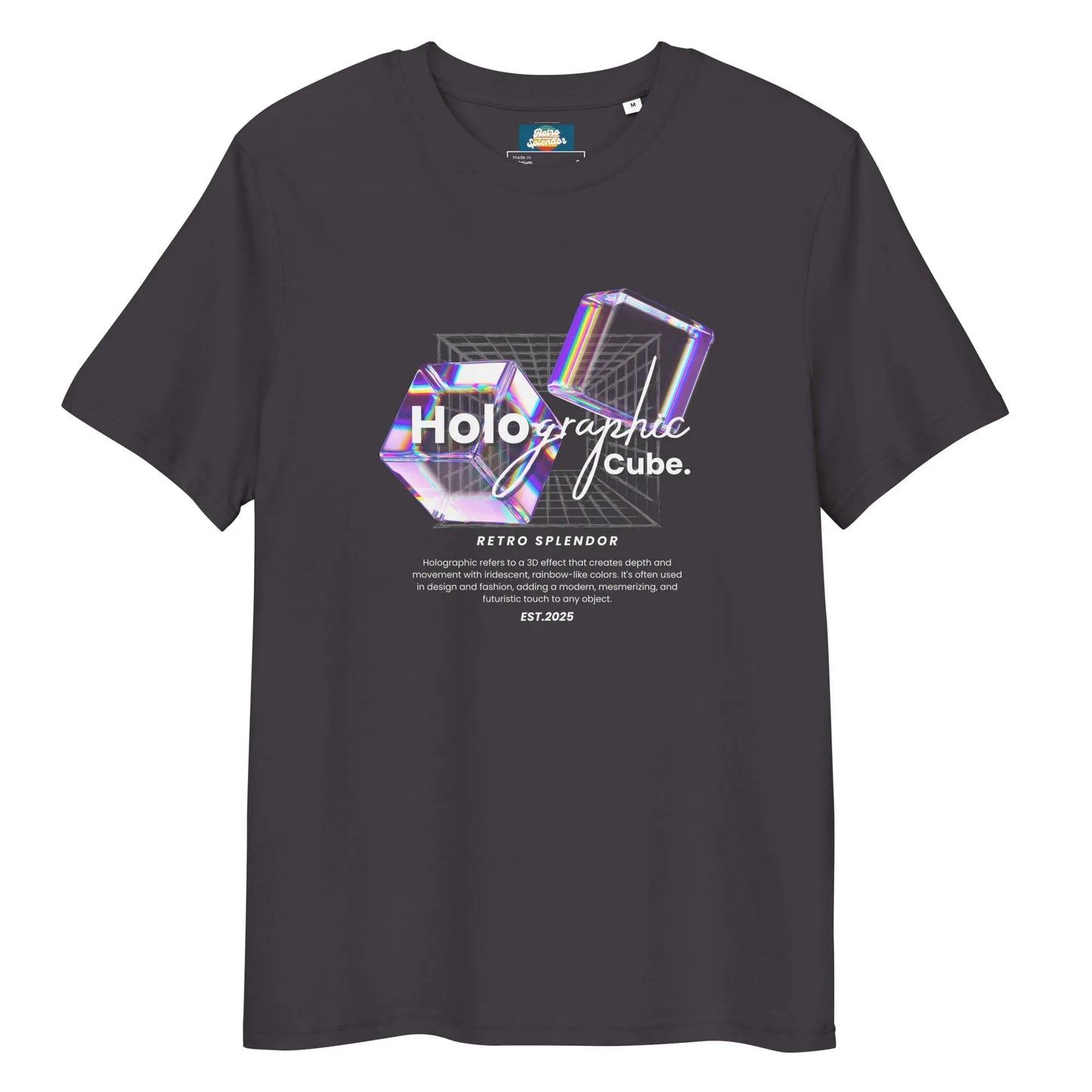 Holographic Cubes - Unisex organic ribbed neck t-shirt – Shirt by Stanley/Stella Tags: graphic, men, original, Printful, retro, science, tee, unisex, vintage, women, y2k RetroSplendor Apparel
