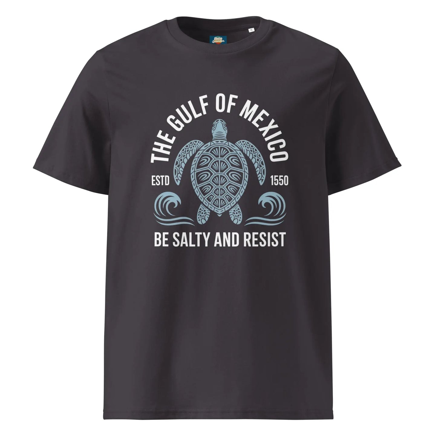 Gulf of Mexico - Be Salty and Resist t-shirt Unisex organic ribbed neck by Retro Splendor Tags: be salty, classic, fabric, graphic tee, gulf of mexico, oceanic, organic, retro, salty, shirt, slogan, t-shirt, this, turtle, unisex, vintage RetroSplendor Apparel