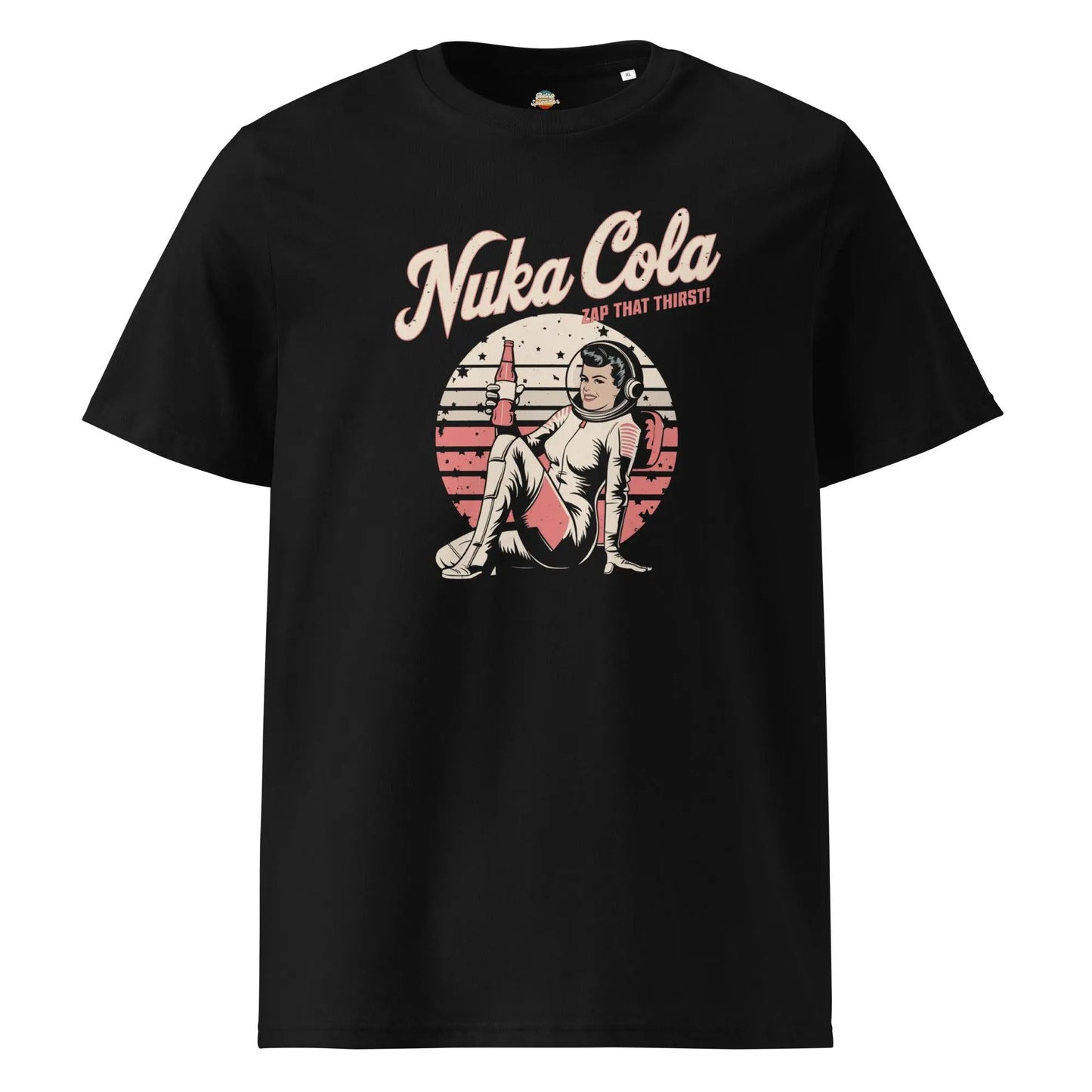 Nuka Cola - organic ribbed neck t-shirt by Stanley/Stella Tags: fallout, gaming, nuka cola, organic cotton, original, pc gaming, shirt, t-shirt, tv, vintage, xbox, Y2k RetroSplendor Apparel