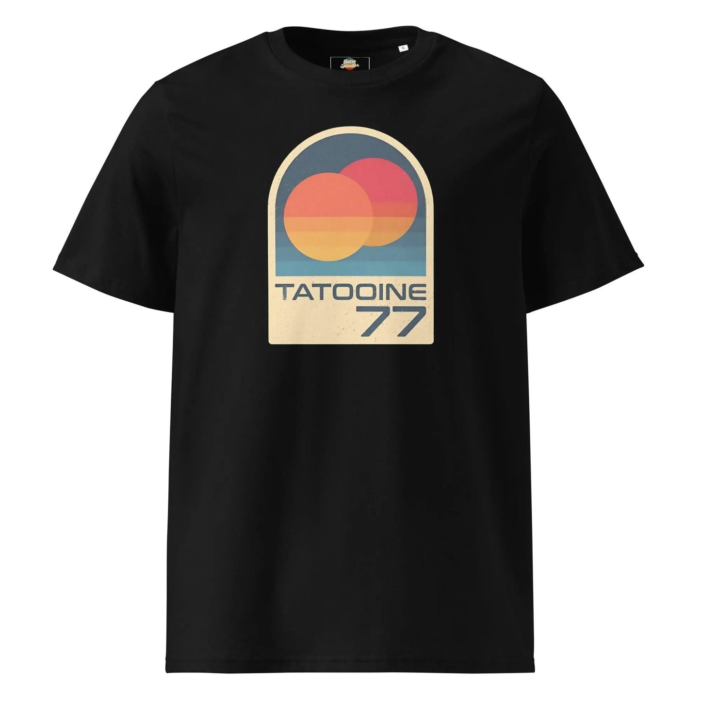 Tatooine '77 - organic ribbed neck t-shirt by Stanley/Stella Tags: 1977, movie, original, Printful, retro, shirt, star wars, sunset, t-shirt, tatooine, vintage RetroSplendor Apparel