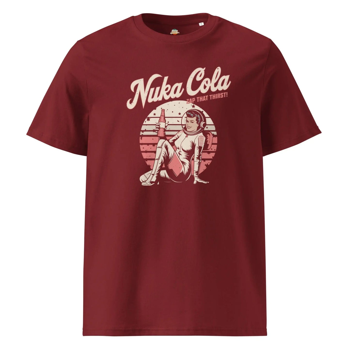 Nuka Cola - organic ribbed neck t-shirt by Stanley/Stella Tags: fallout, gaming, nuka cola, organic cotton, original, pc gaming, shirt, t-shirt, tv, vintage, xbox, Y2k RetroSplendor Apparel